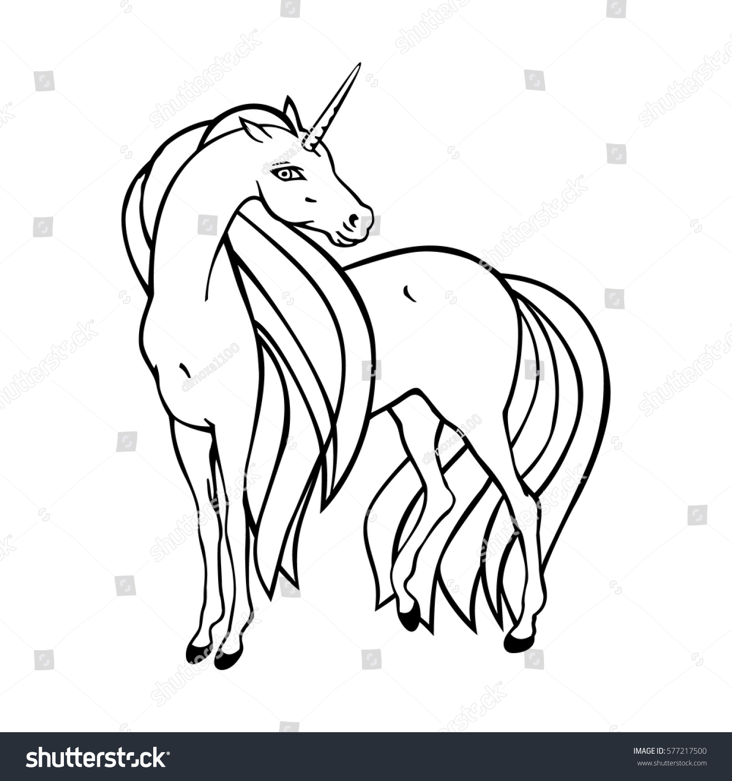 Beautiful Drawing Unicorn Outline Style Stock Vector 577217500 ...