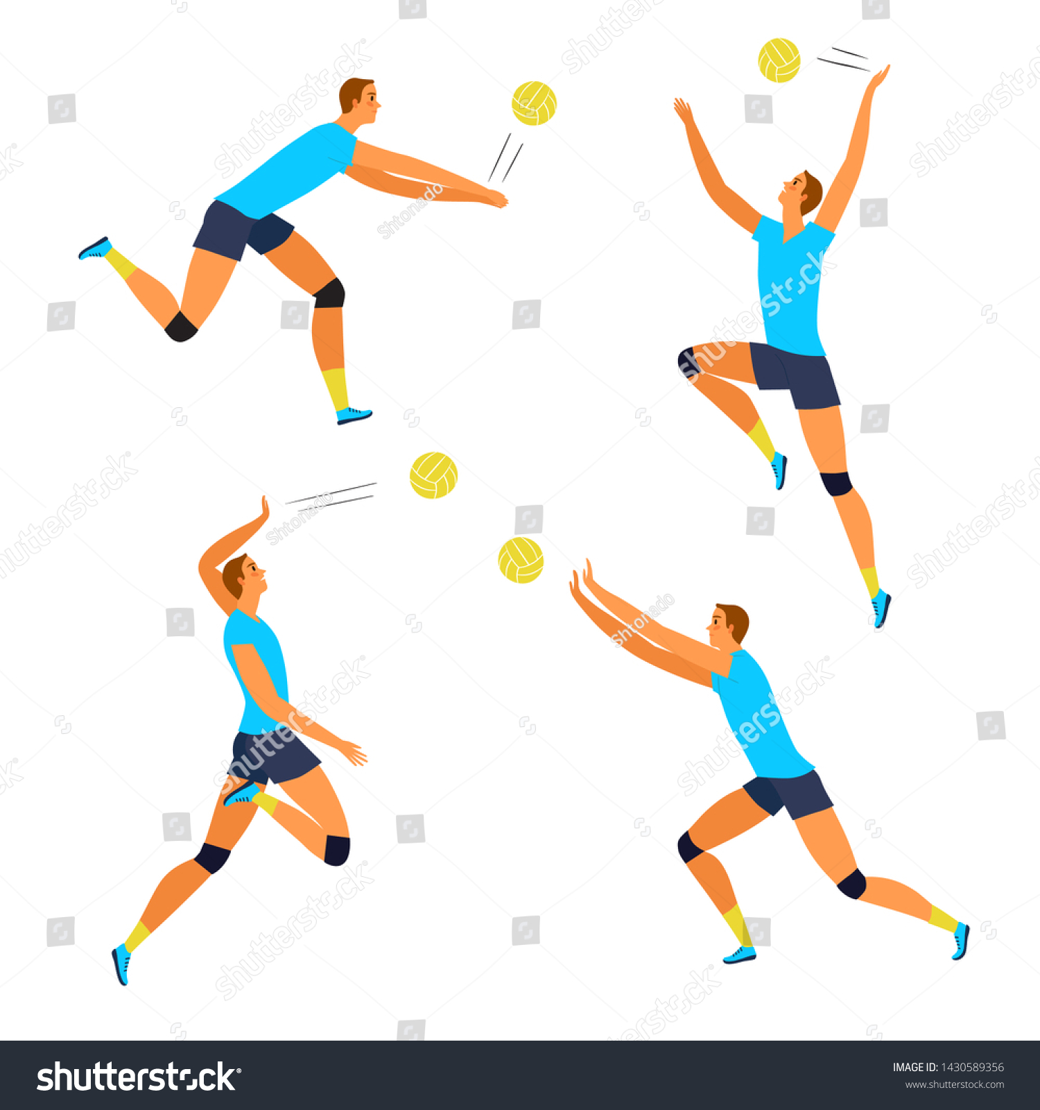 Beautiful Dynamic Volleyball Player Man Set Stock Vector (Royalty Free ...