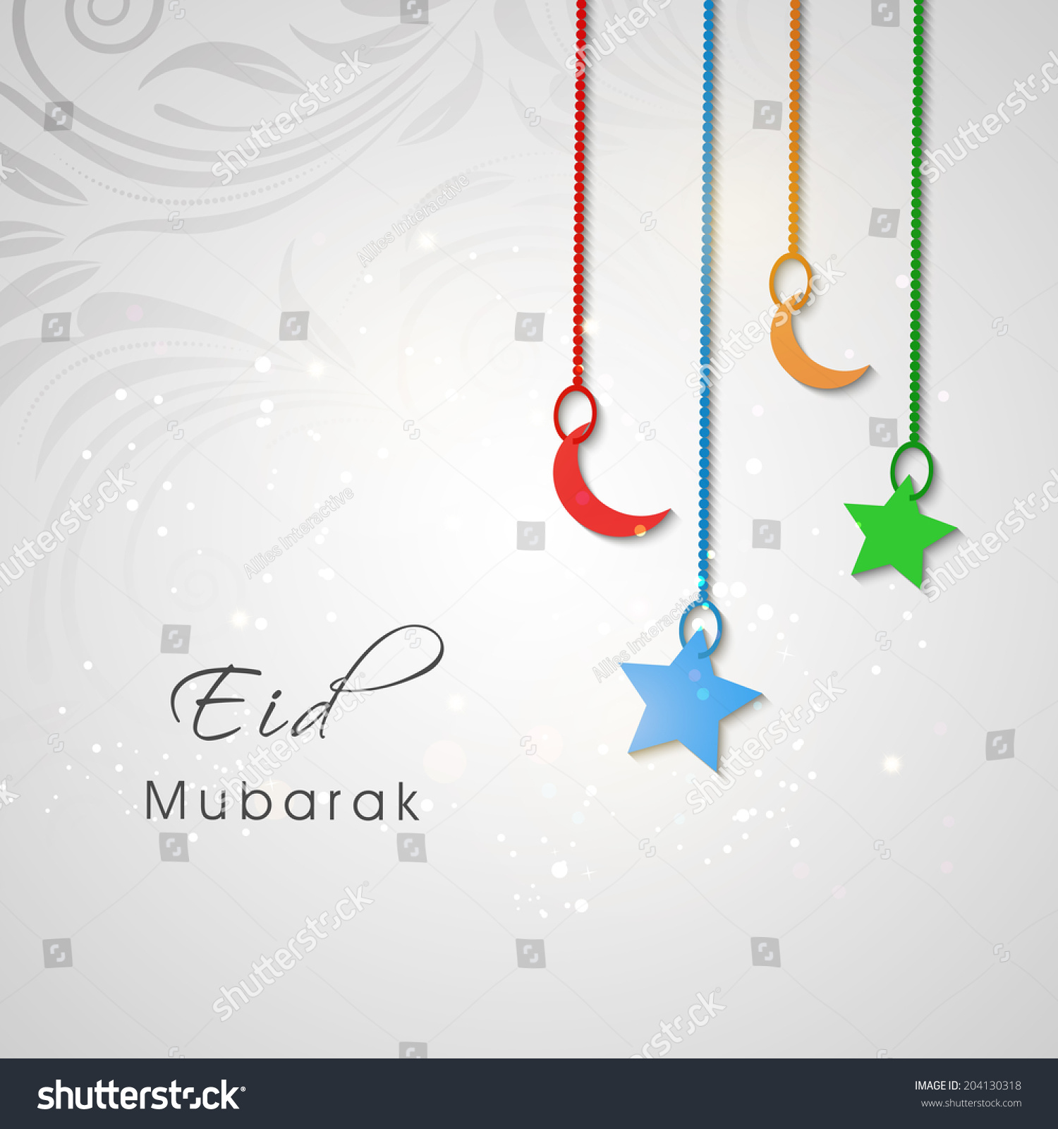 Beautiful Eid Mubarak Greeting Card Design Stock Vector 
