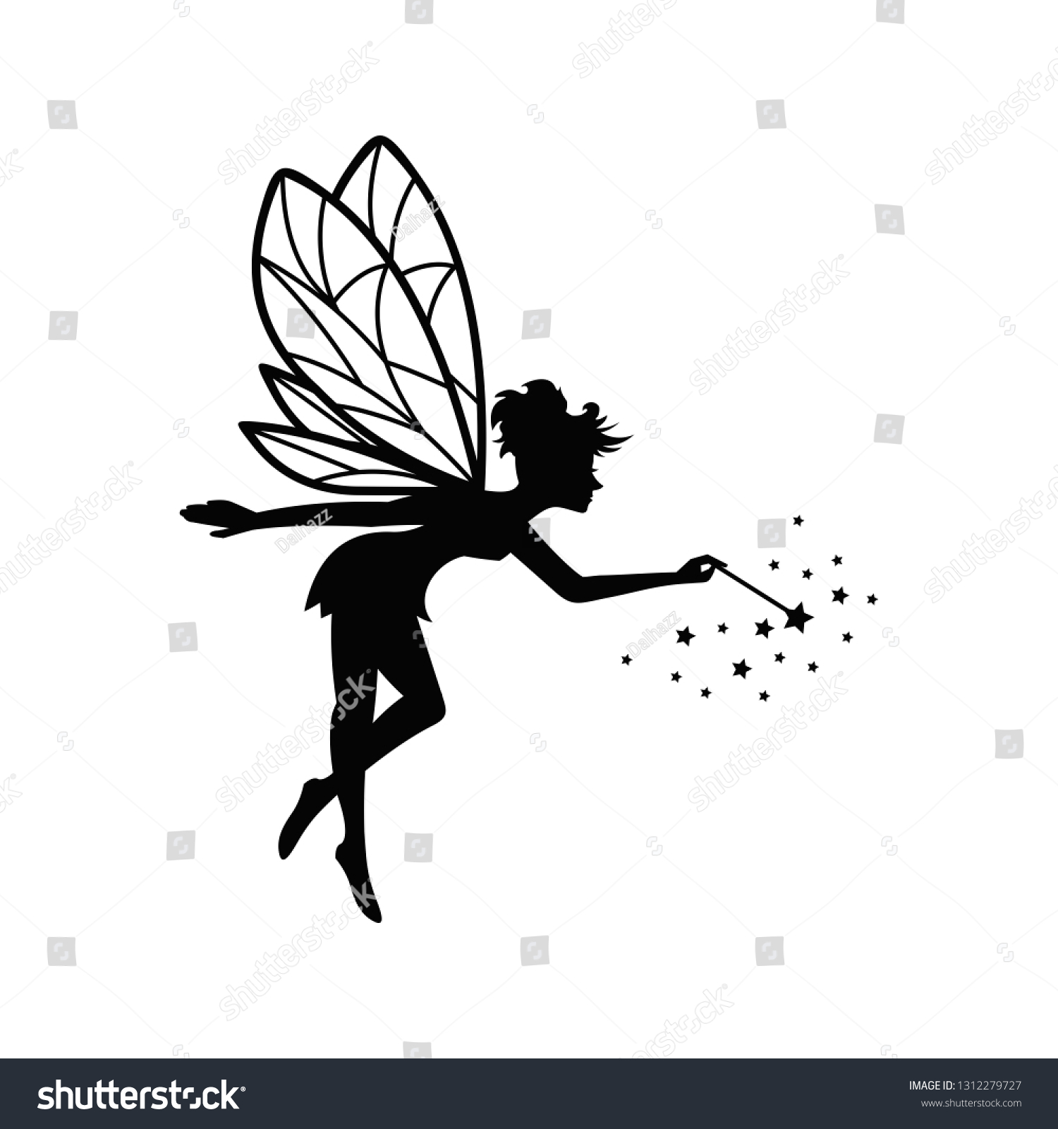 美しい妖精のシルエット のベクター画像素材 ロイヤリティフリー