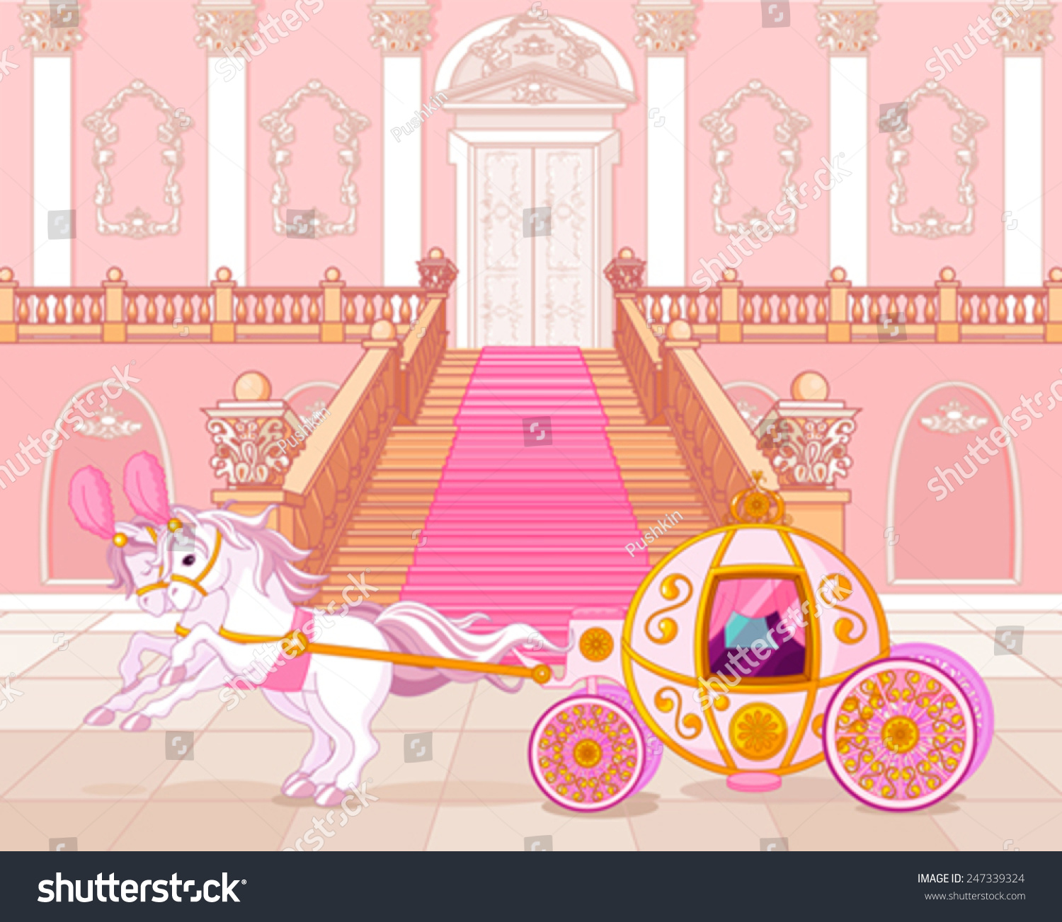 SVG of Beautiful fairytale pink carriage svg