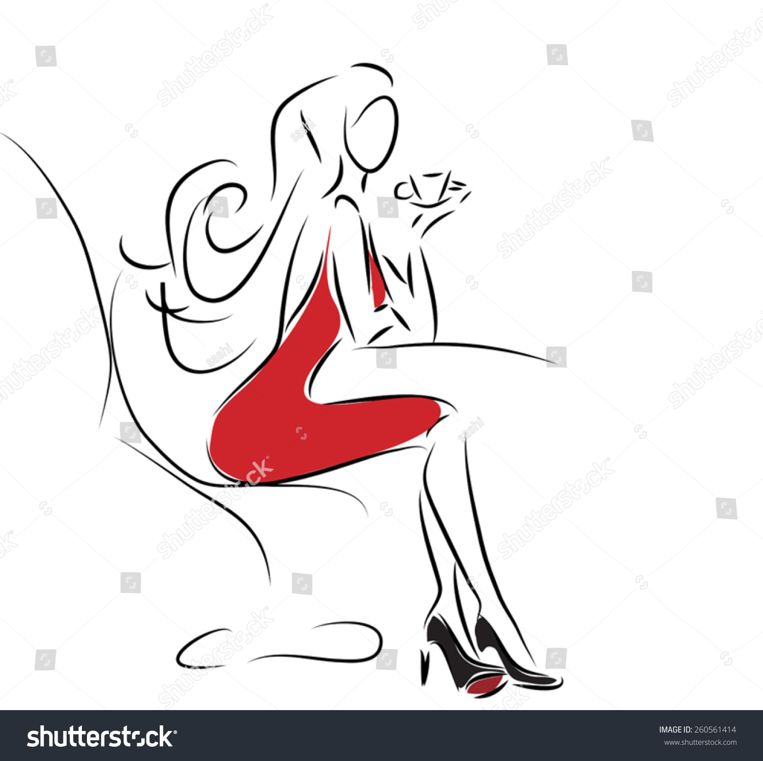 Beautiful Fashion Woman Coffee Cup Tea Stock Vector Royalty Free 260561414 Shutterstock 9193