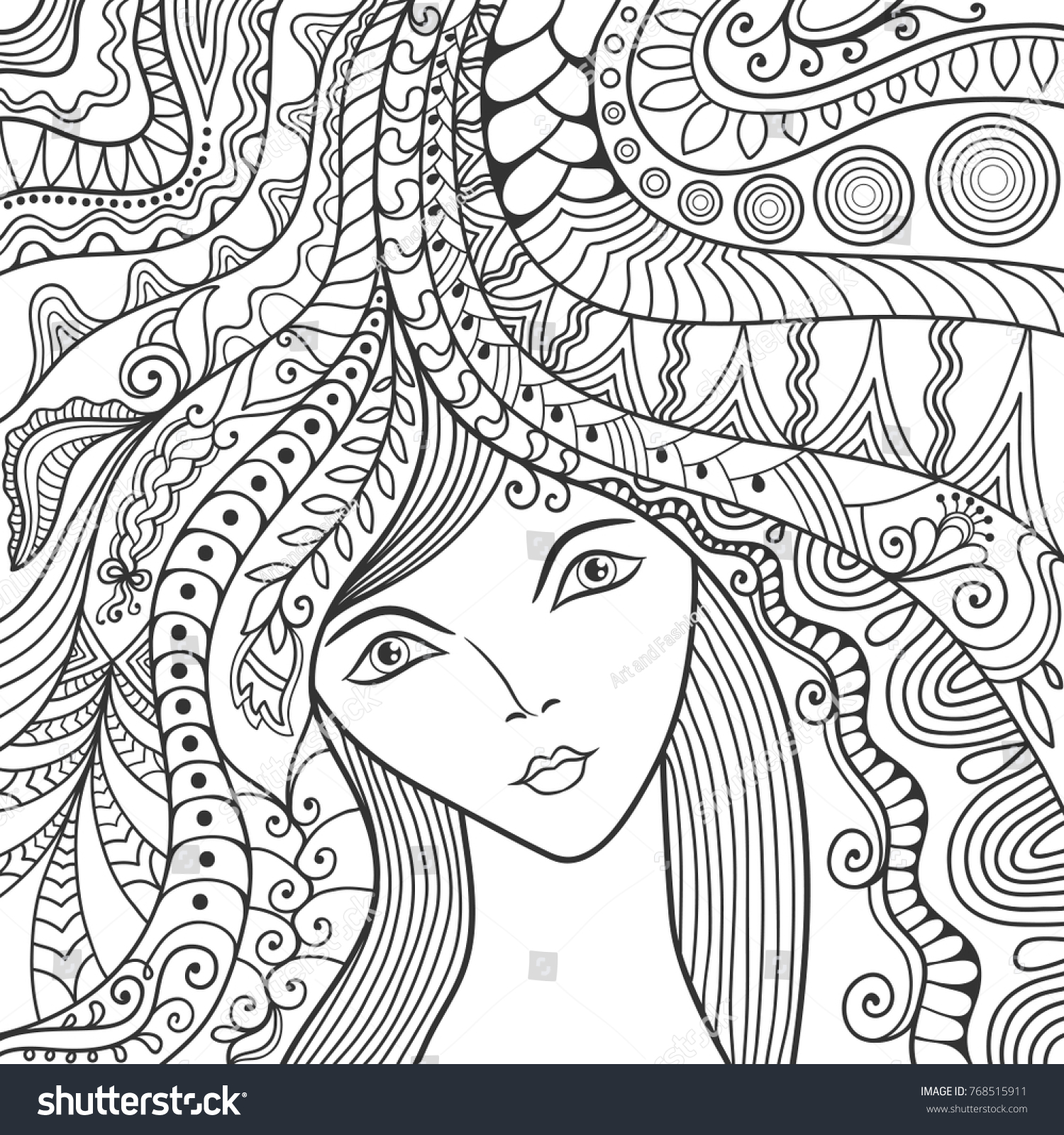 Beautiful Fashion Women Girl Abstract Long Stock Vector Royalty