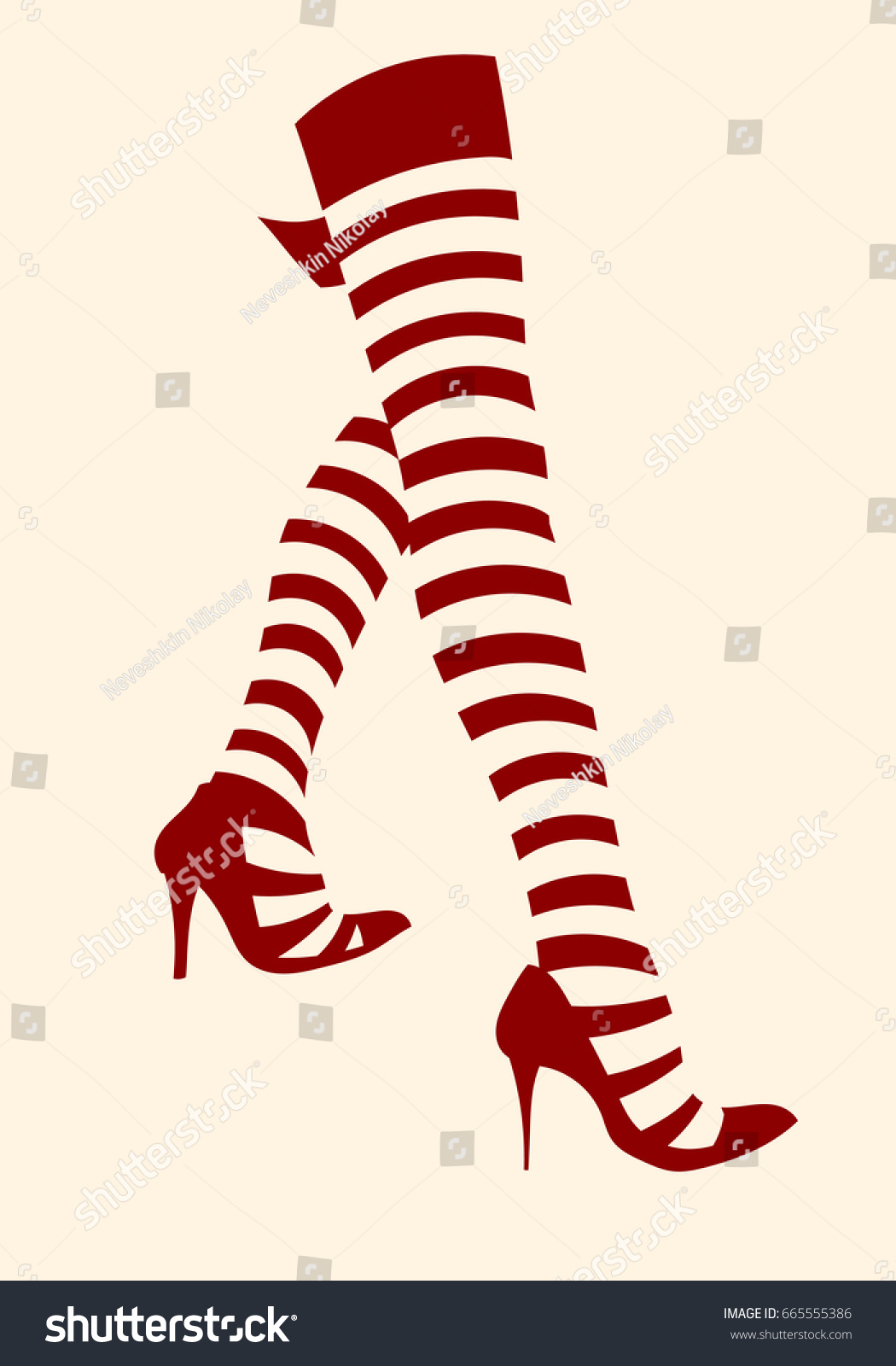 Beautiful Female Legs Stockings Vector Illustration Stock Vector Royalty Free 665555386 