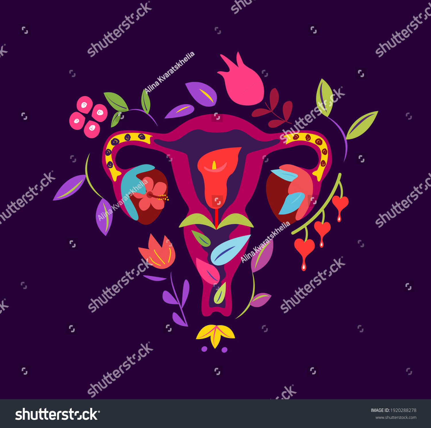 Beautiful Female Reproductive Systemflowersfloral Feminine Gynecologyanatomical Stock Vector 6050