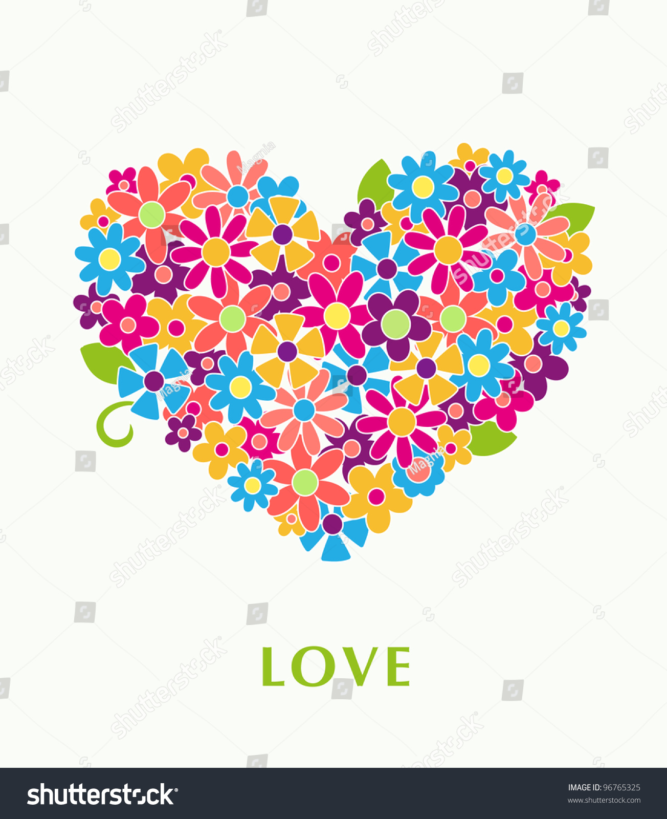 Beautiful Floral Heart Vector Stock Vector 96765325 - Shutterstock