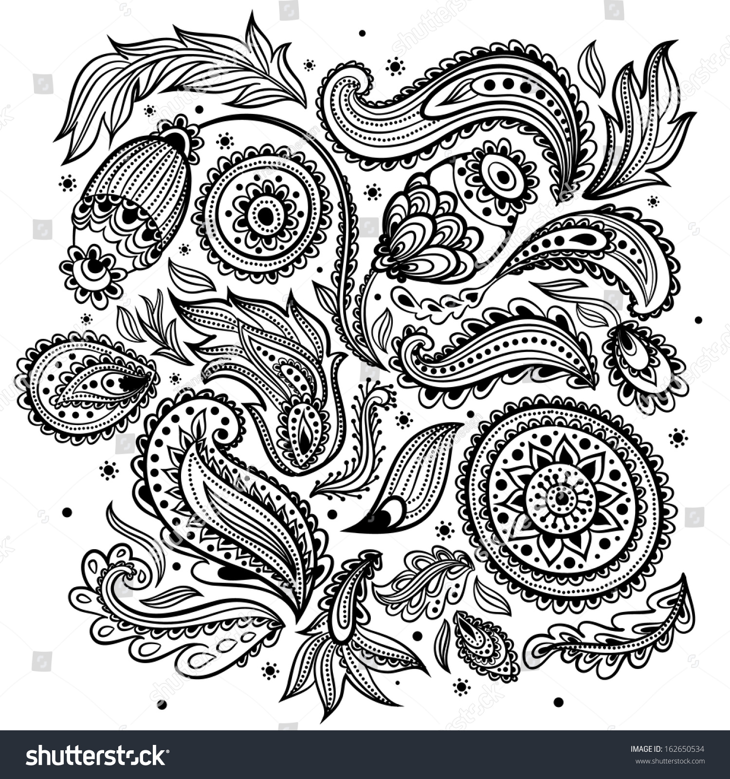 Beautiful Floral Paisley Seamless Stock Vector 162650534 - Shutterstock