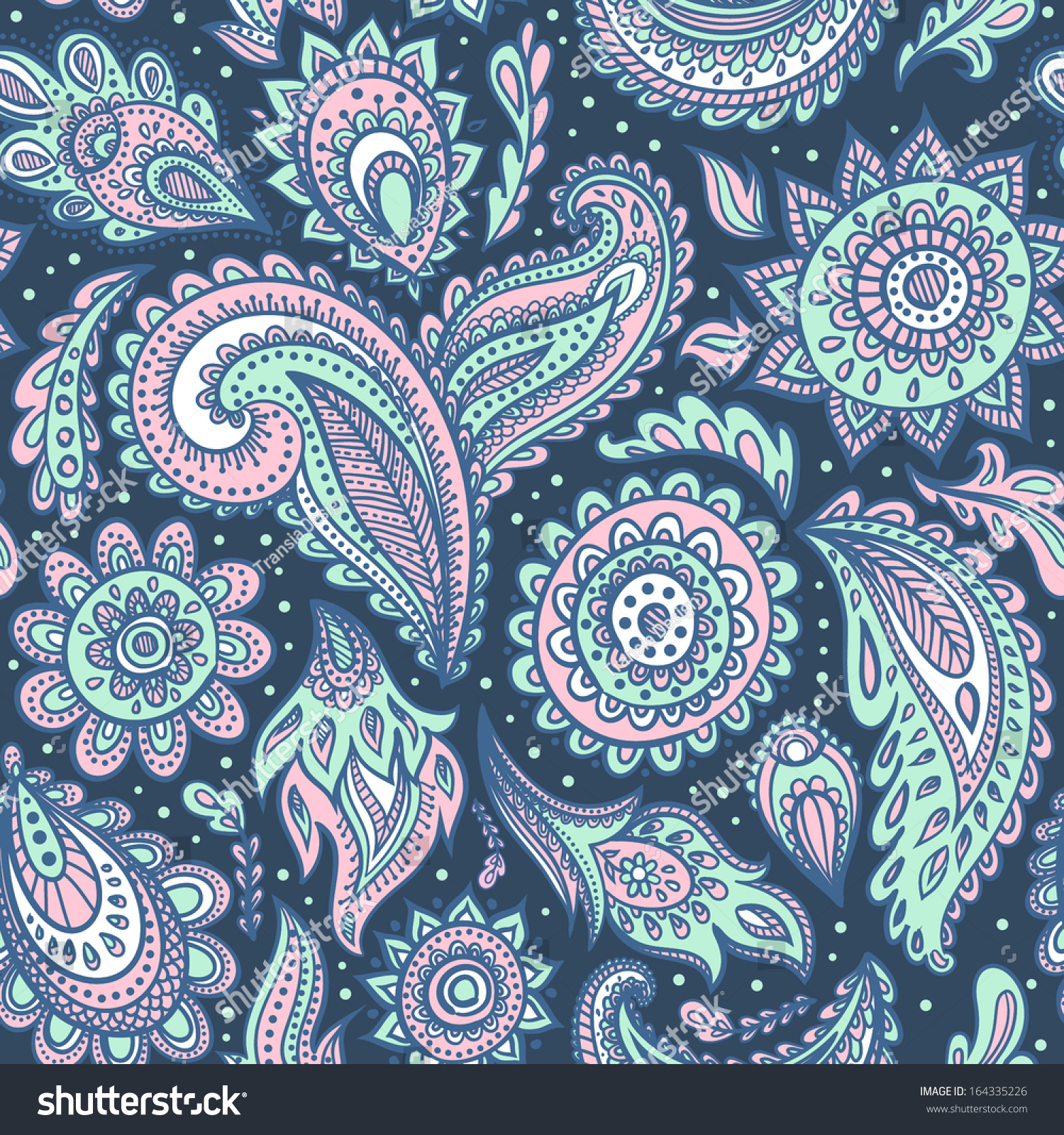 Beautiful Floral Paisley Seamless Pattern Stock Vector 164335226 ...