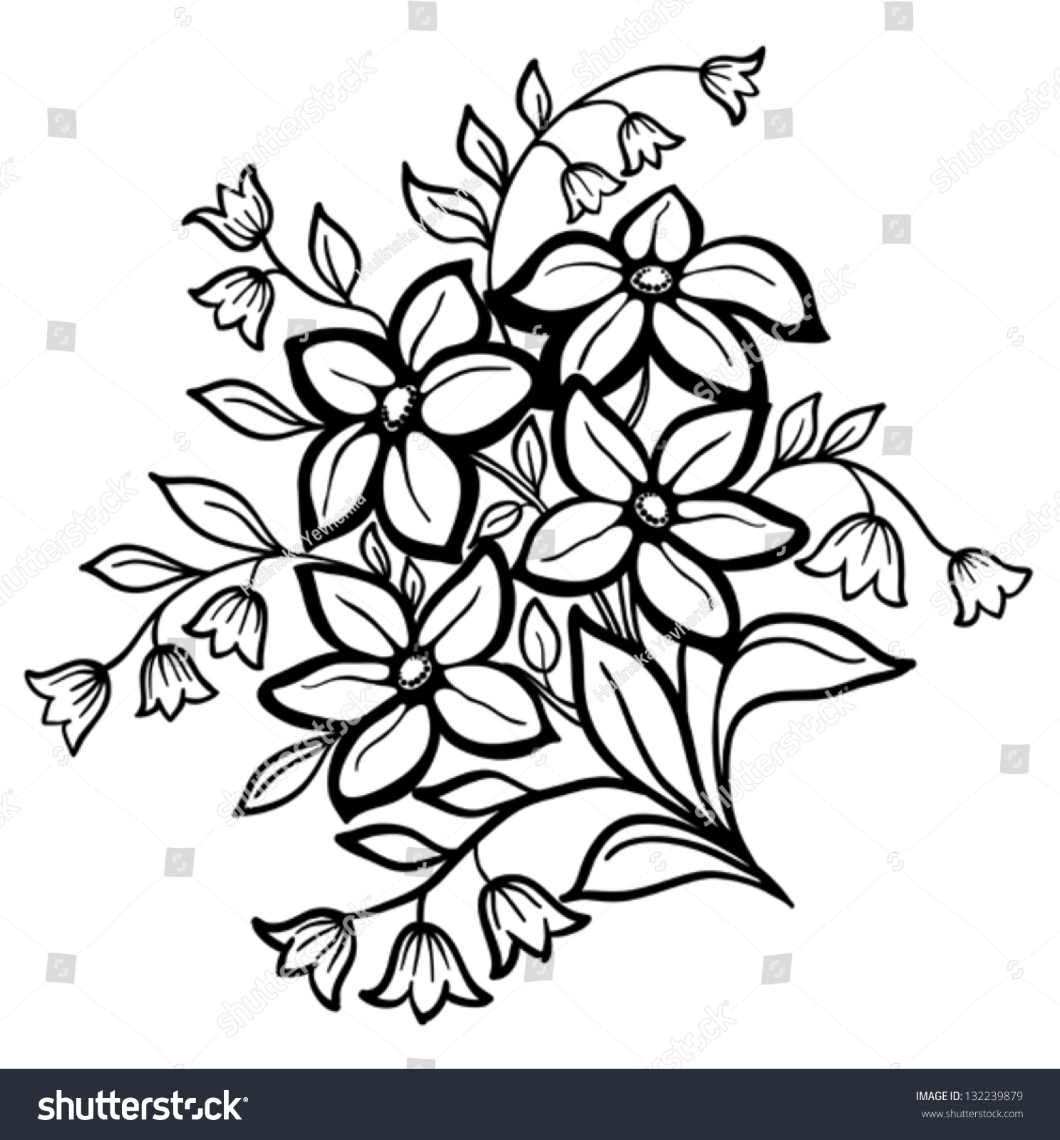 beautiful flower arrangement black outline on stock vector beautiful flower arrangement black outline on stock vector