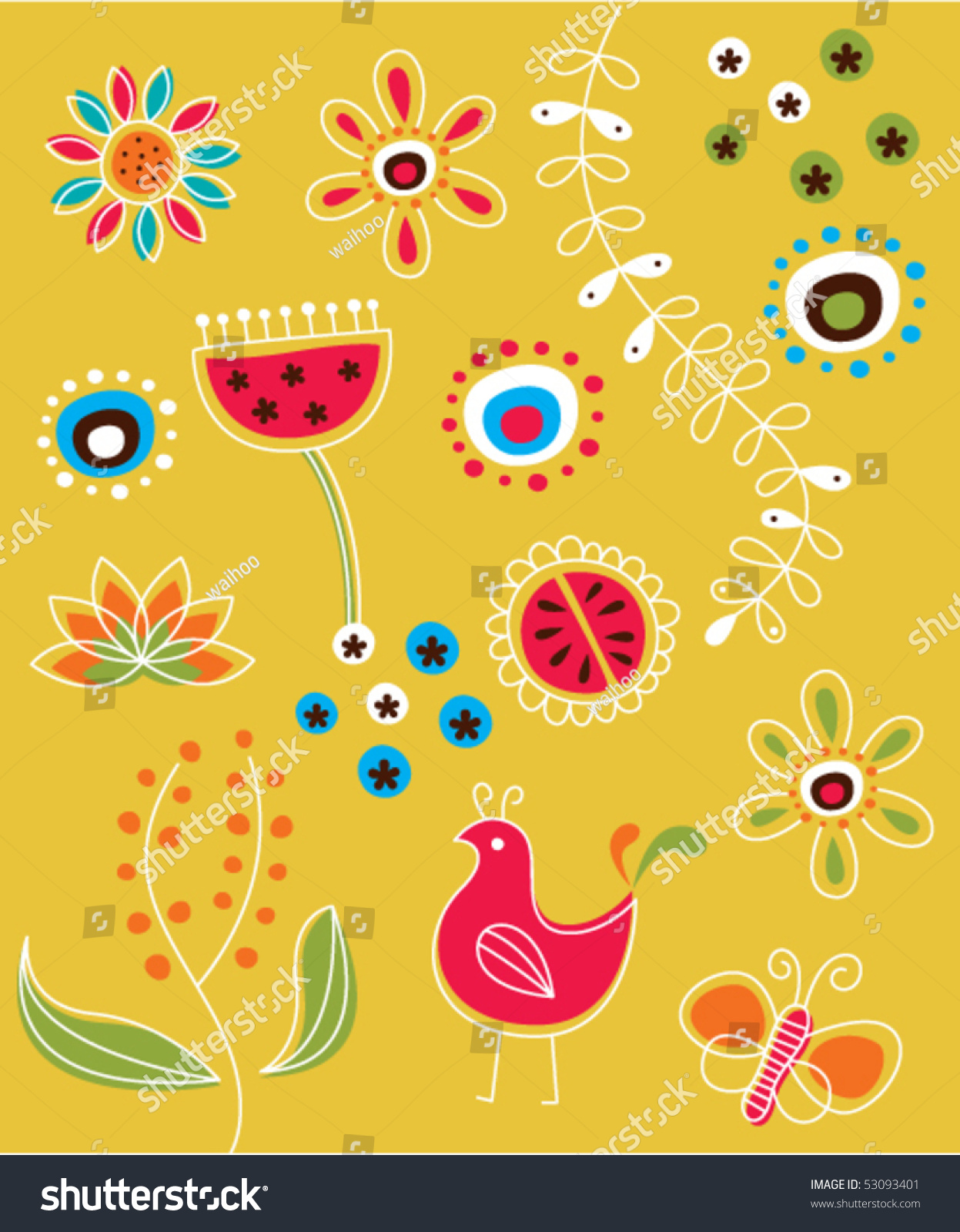 Beautiful Flower Wallpaper Stock Vector (Royalty Free) 53093401