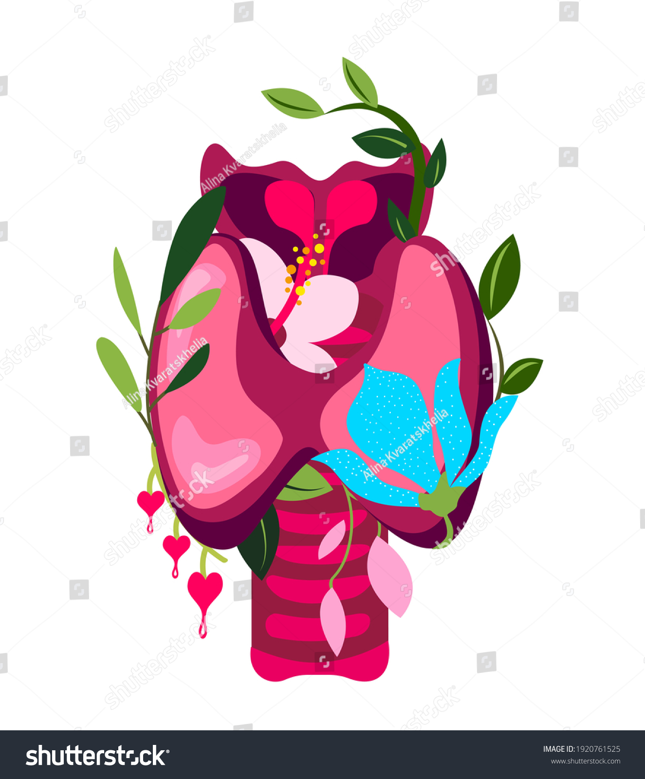 Beautiful Flowered Thyroid Glandendocrinology Systemflowersfloral Internal Stock Vector Royalty