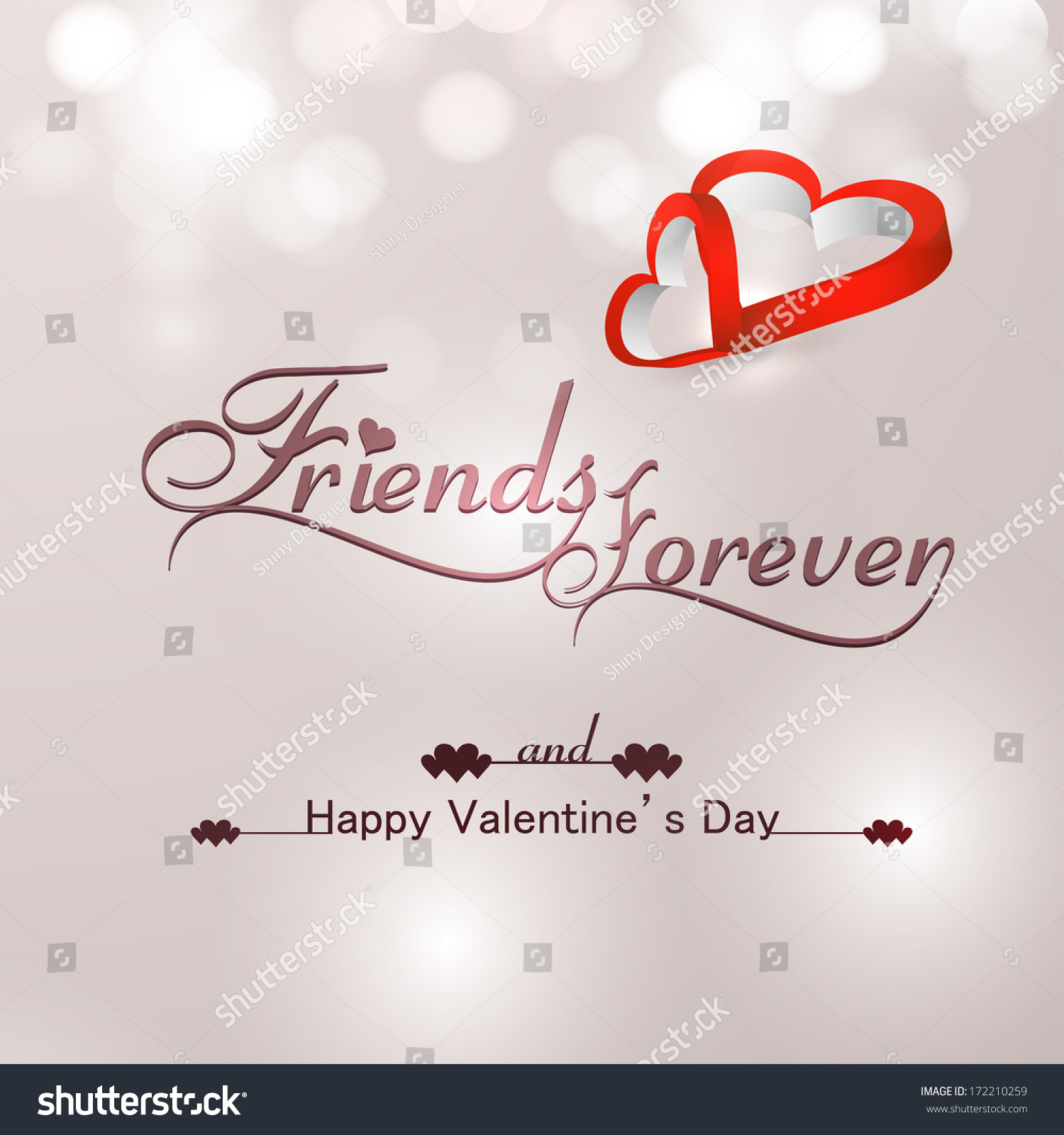 Beautiful Friends Forever Happy Valentines Day Stock Vector Royalty Free