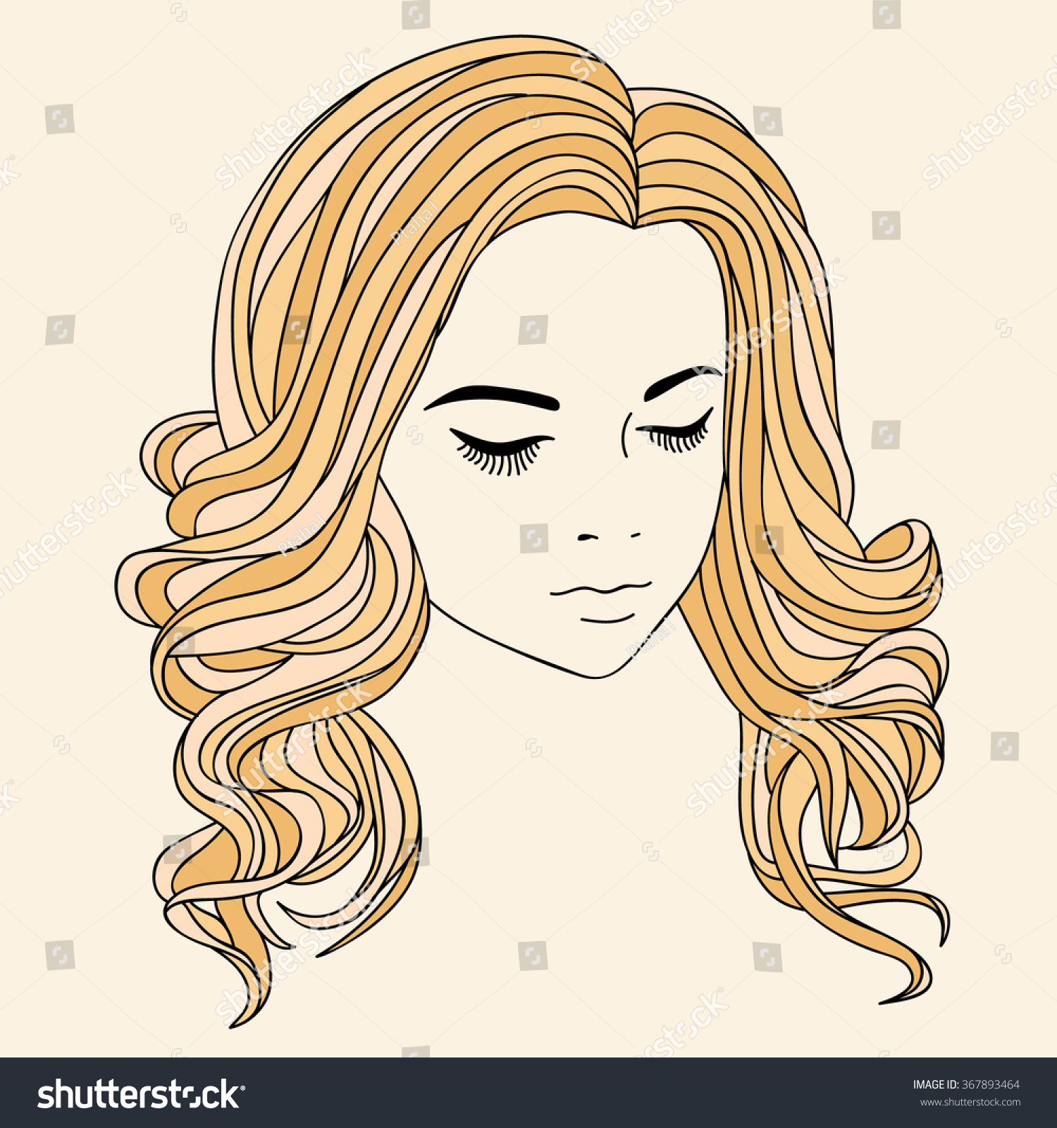 Beautiful Girl Blonde Hair Hairstyle Logo Stock Vector Royalty