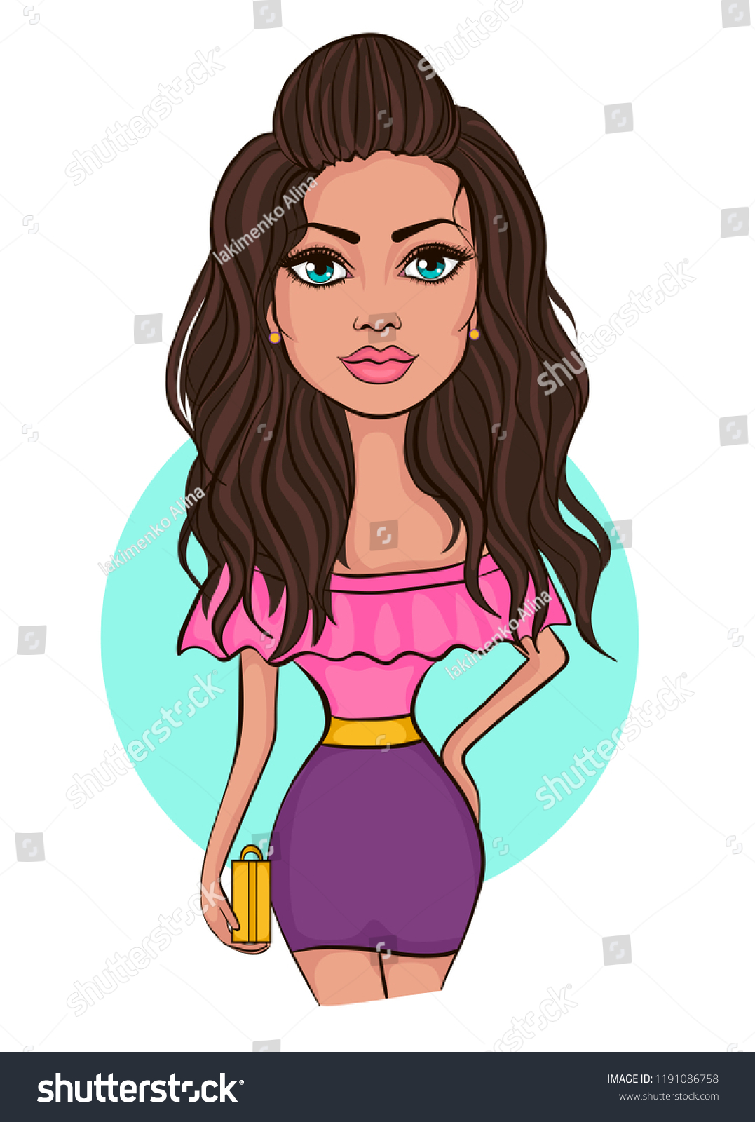 Beautiful Girl Cartoon Style Vector Illustration Vector De Stock Libre De Regalías 1191086758 0783