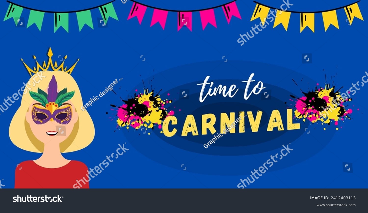 SVG of Beautiful girl celebrating carnival wearing a mask. time to carnival vector illustration design.  svg