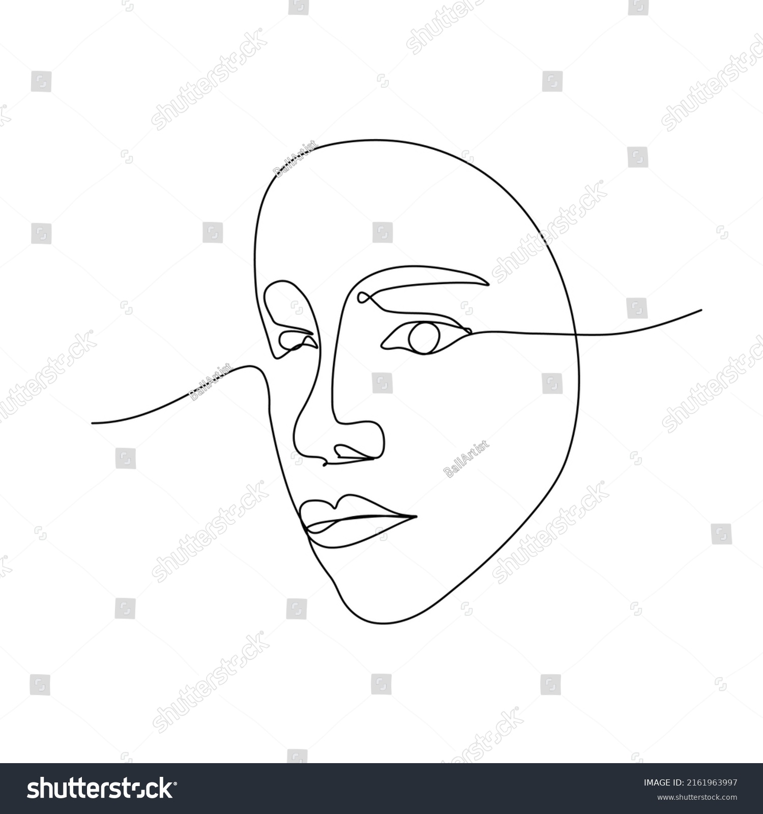 Beautiful Girl Face Continuous One Line Stock Vector Royalty Free 2161963997 Shutterstock 9044