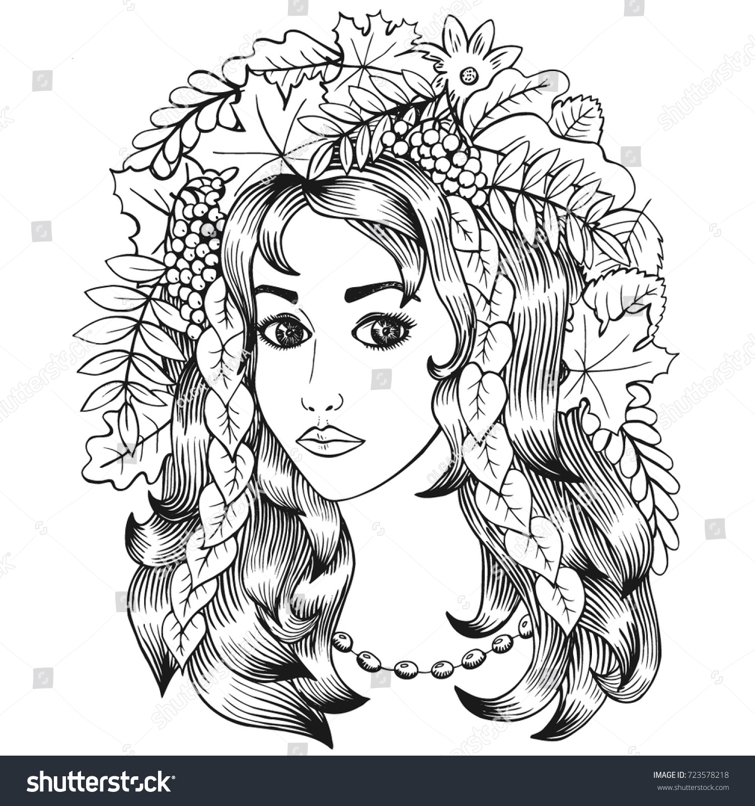 Beautiful Girl With Doodles Women's Tee Image by Shutterstock