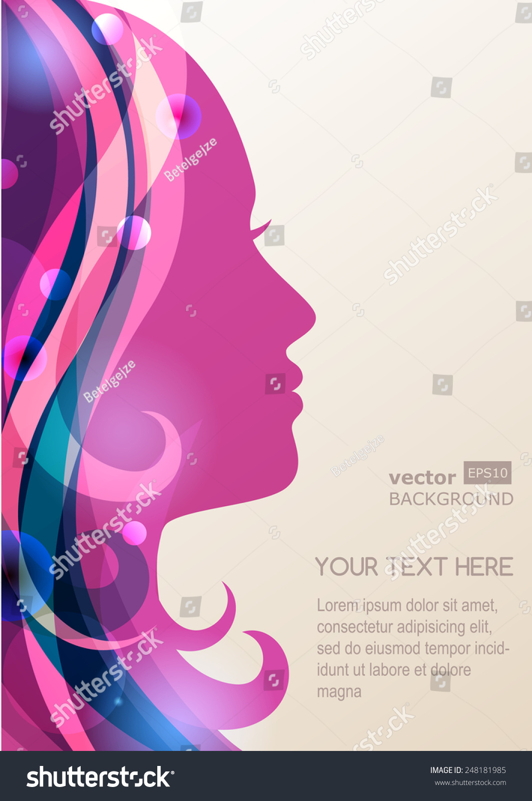 Beautiful Girl Silhouette Colorful Hair Vector Stock Vector 248181985 ...