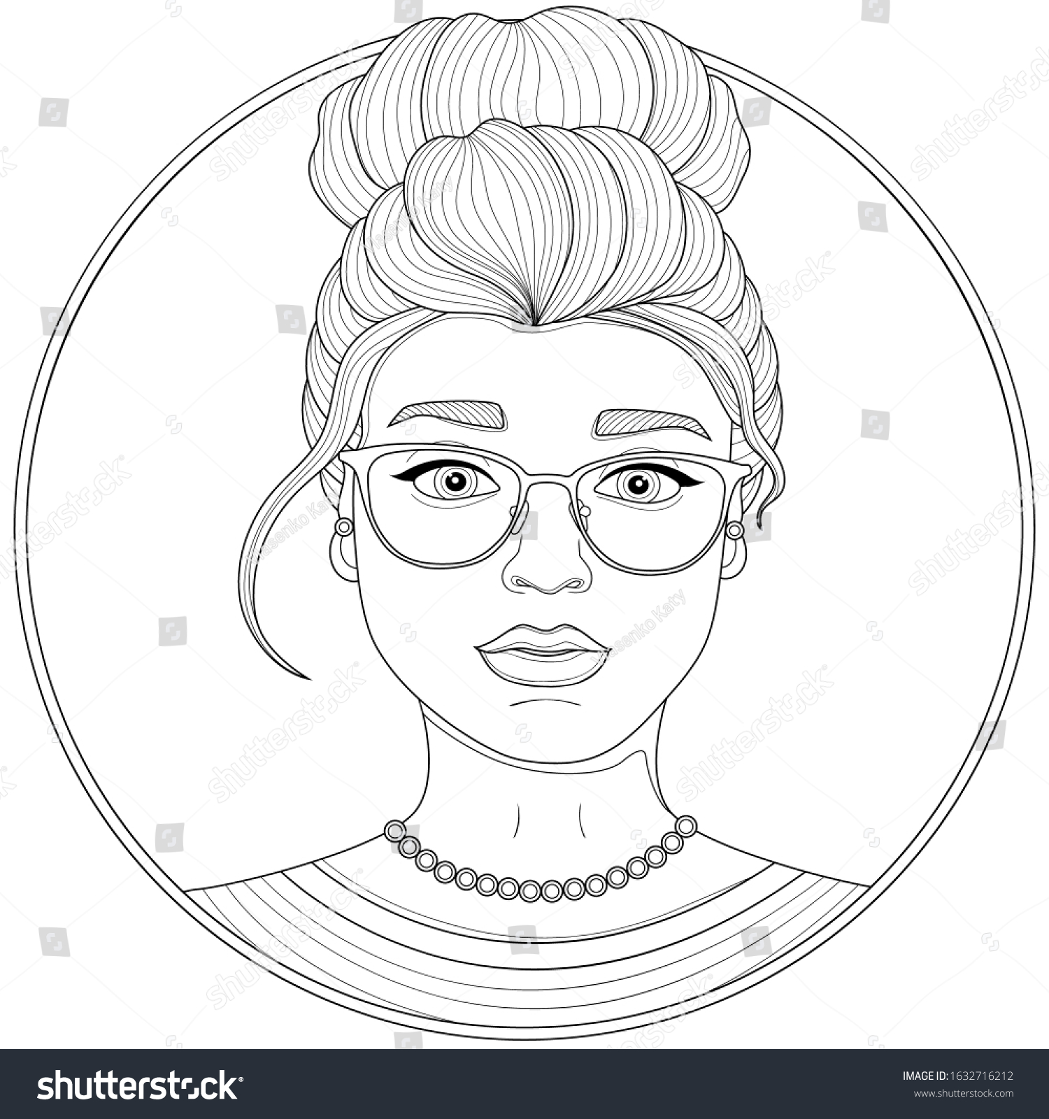 Beautiful Girl Haircut Glasses Coloring Book Stock Vector (Royalty Free ...