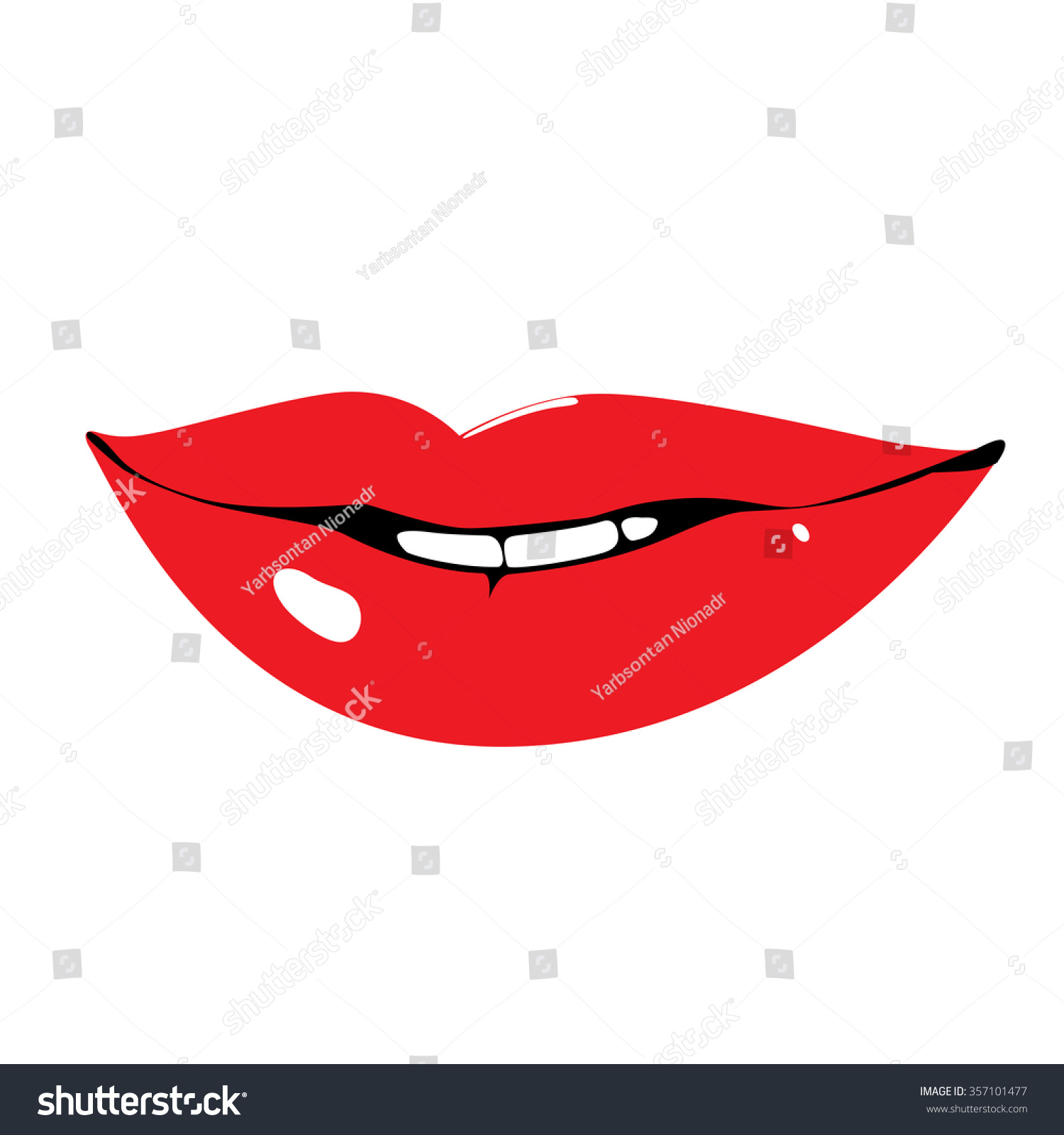 Beautiful Glossy Female Lips Smile Drawing Stock Vector Royalty Free