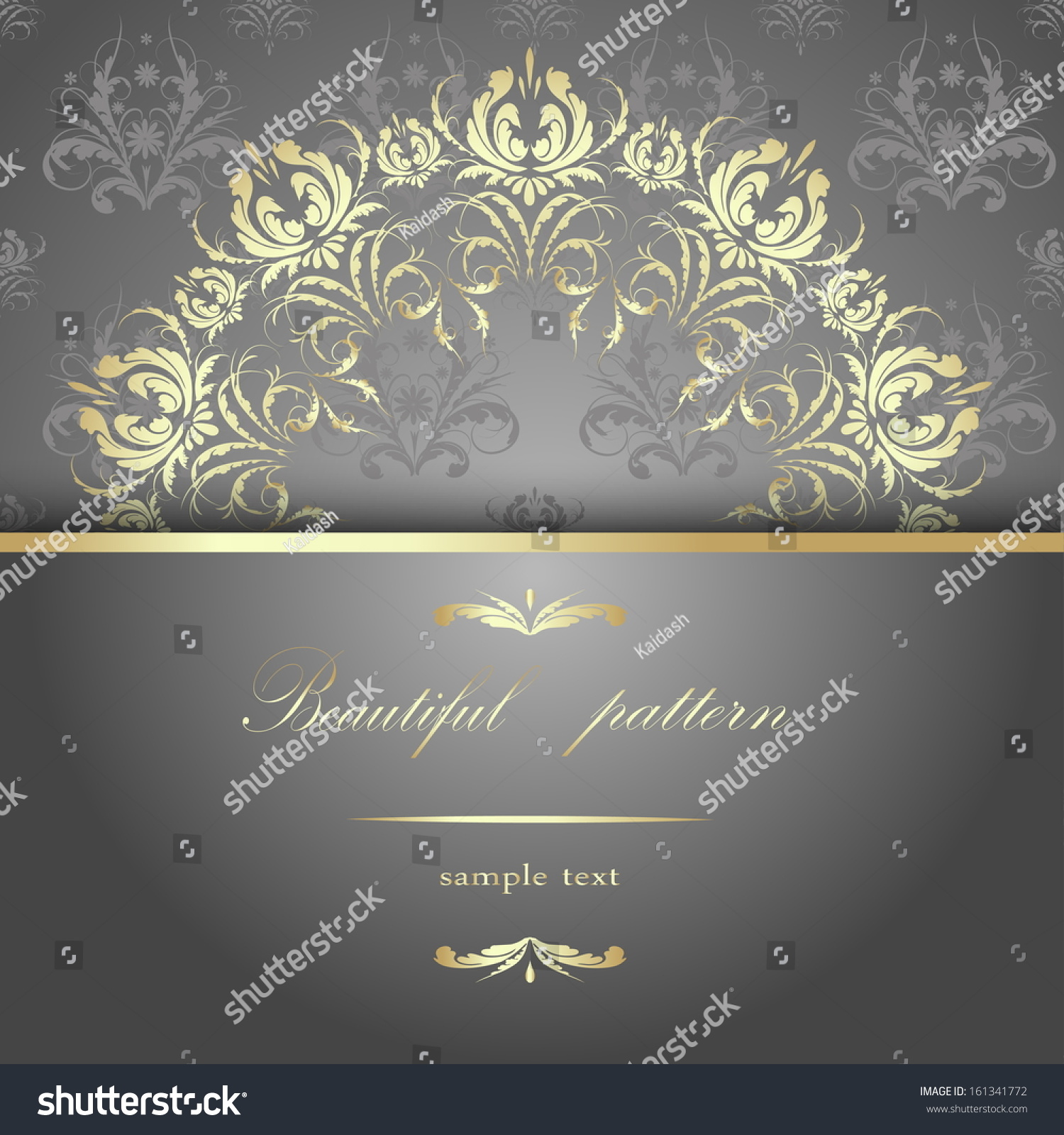 Beautiful Gold Calligraphy Pattern On A Silver Background With The ...