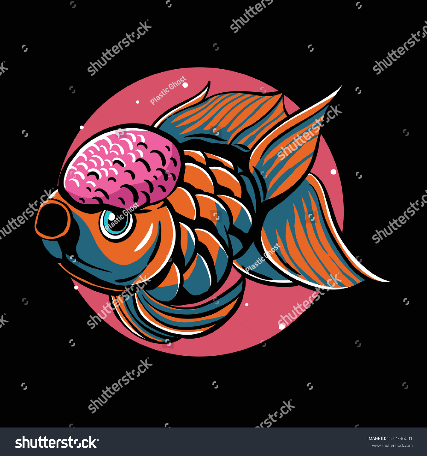 Beautiful Gold Fish Vector Illustration Pink Stock Vector Royalty Free