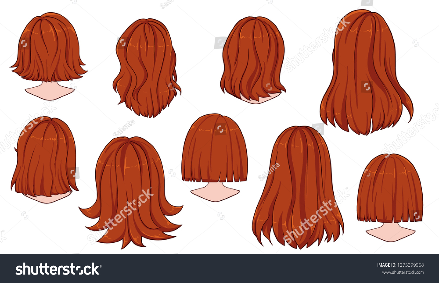 Beautiful Hairstyle Woman Hair Rear View Stock Vector Royalty