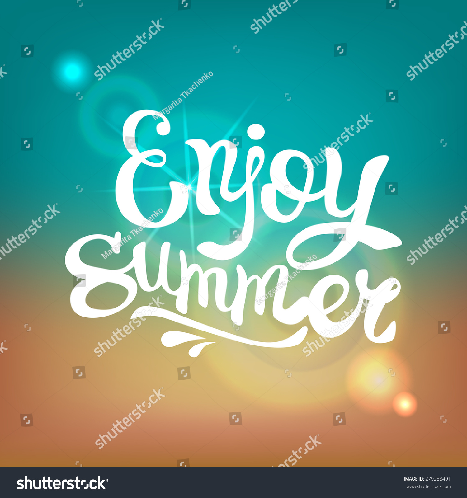 Beautiful Hand Drawn Lettering Enjoy Summer For Your Design Stock ...