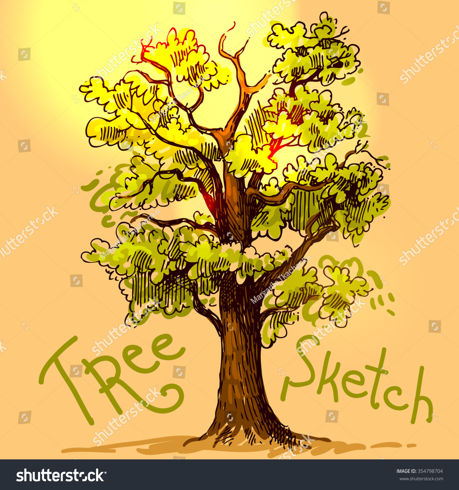 Beautiful Hand Drawn Sketch Tree Your Stock Vector 354798704 - Shutterstock
