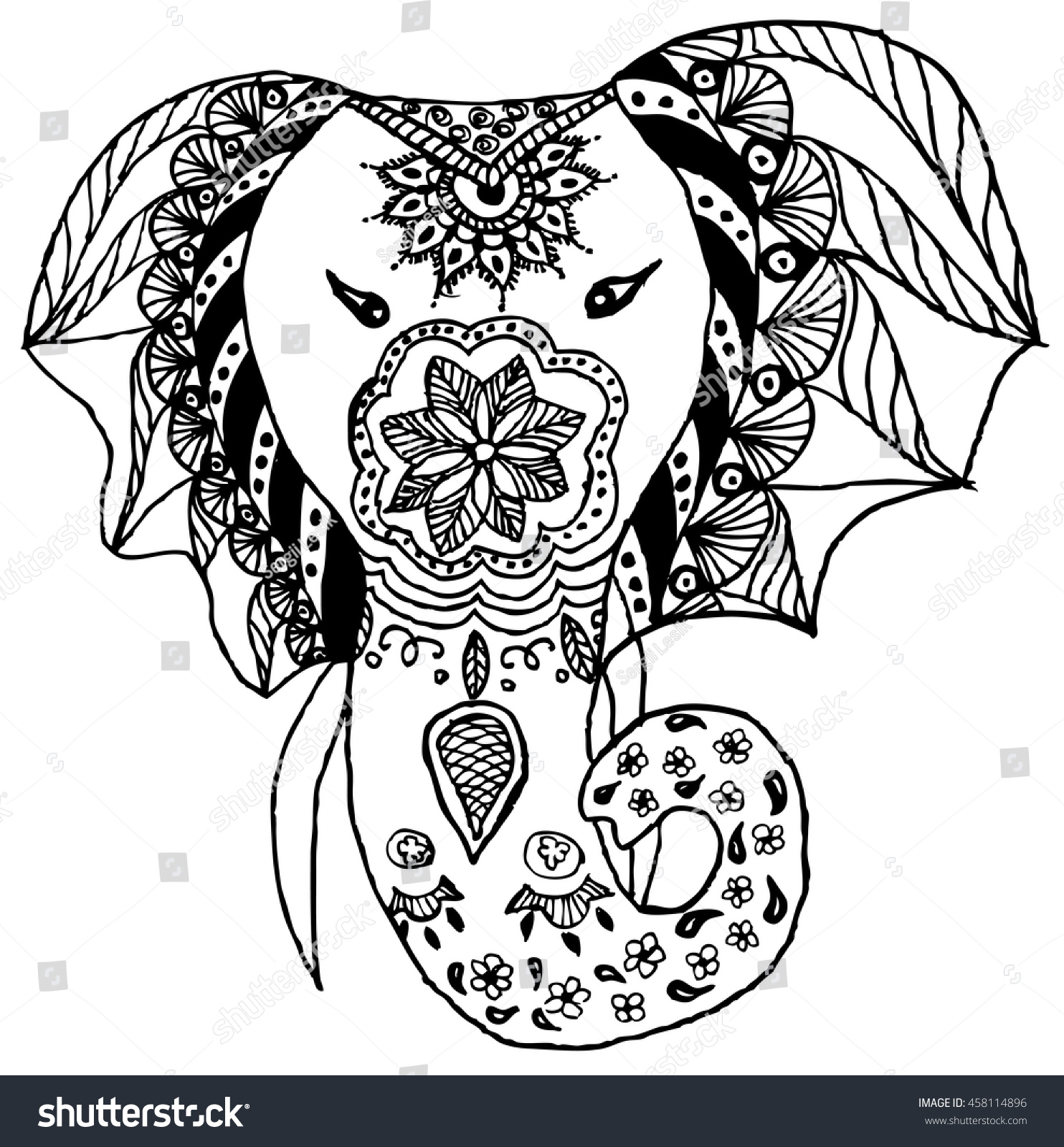 beautiful handdrawn tribal style elephant tattoo stock vector beautiful handdrawn tribal style elephant tattoo stock vector