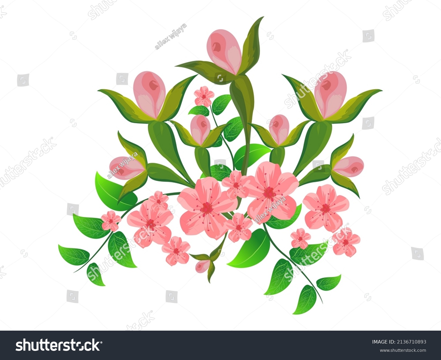 Beautiful Handwritten Flowers On White Backgroundvector Stock Vector ...