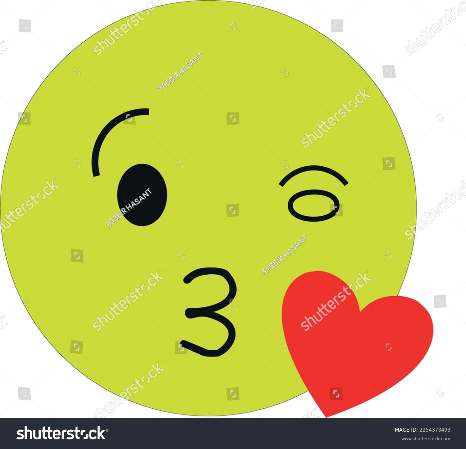 SVG of BEAUTIFUL HAPPY AND SMILING FACE KISS EMOJI VECTOR ART svg