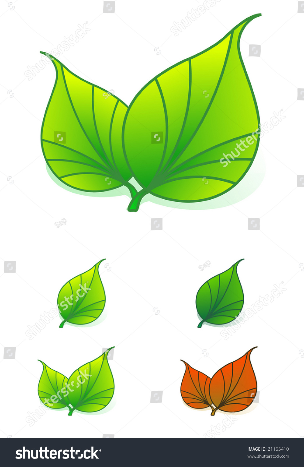 Beautiful Illustrated Leaf Icons Stock Vector Illustration 21155410 ...