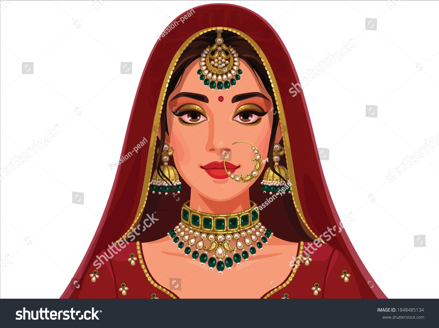SVG of Beautiful Indian Bride Portrait vector illustration svg