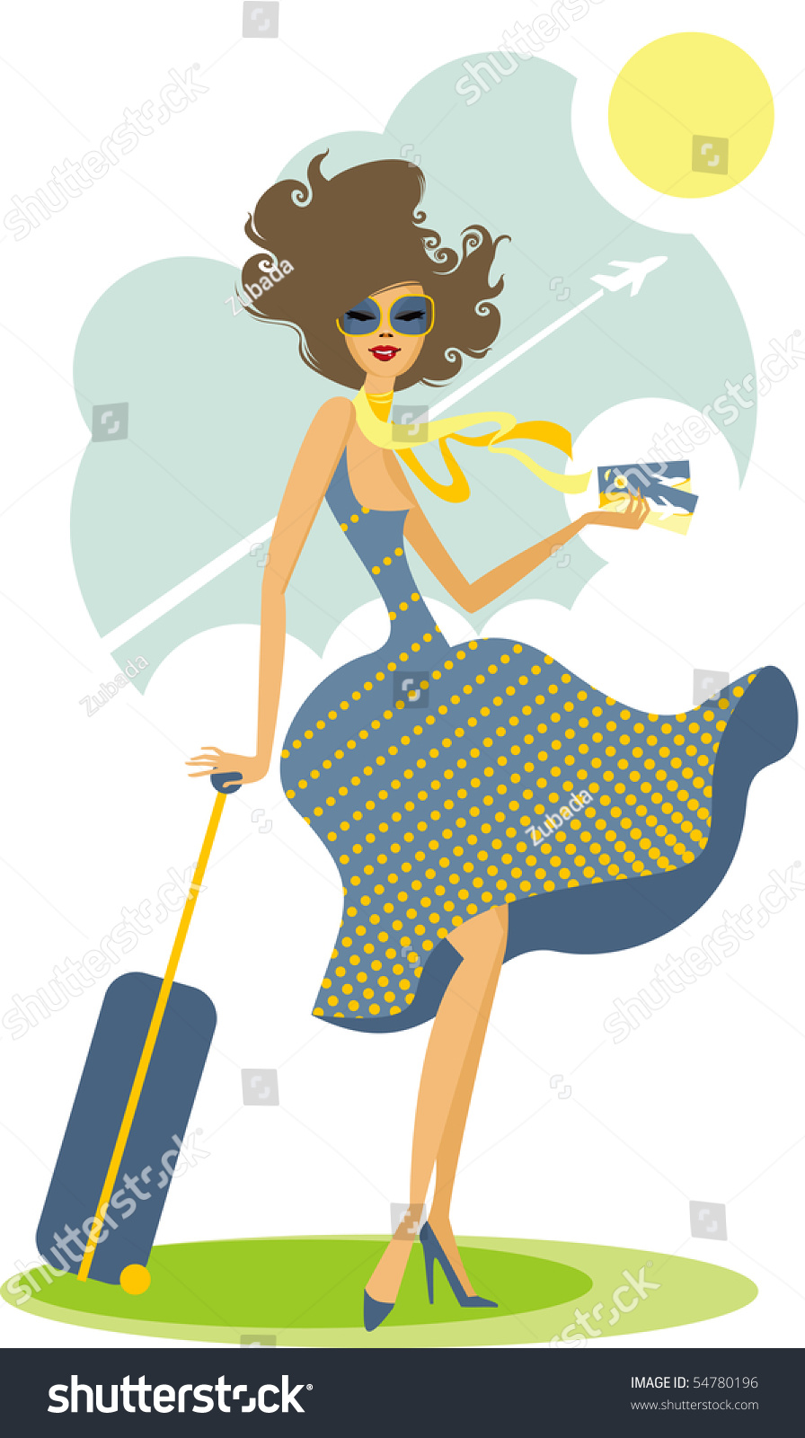 Beautiful Lady Is Ready For Vacation Stock Vector Illustration 54780196 ...