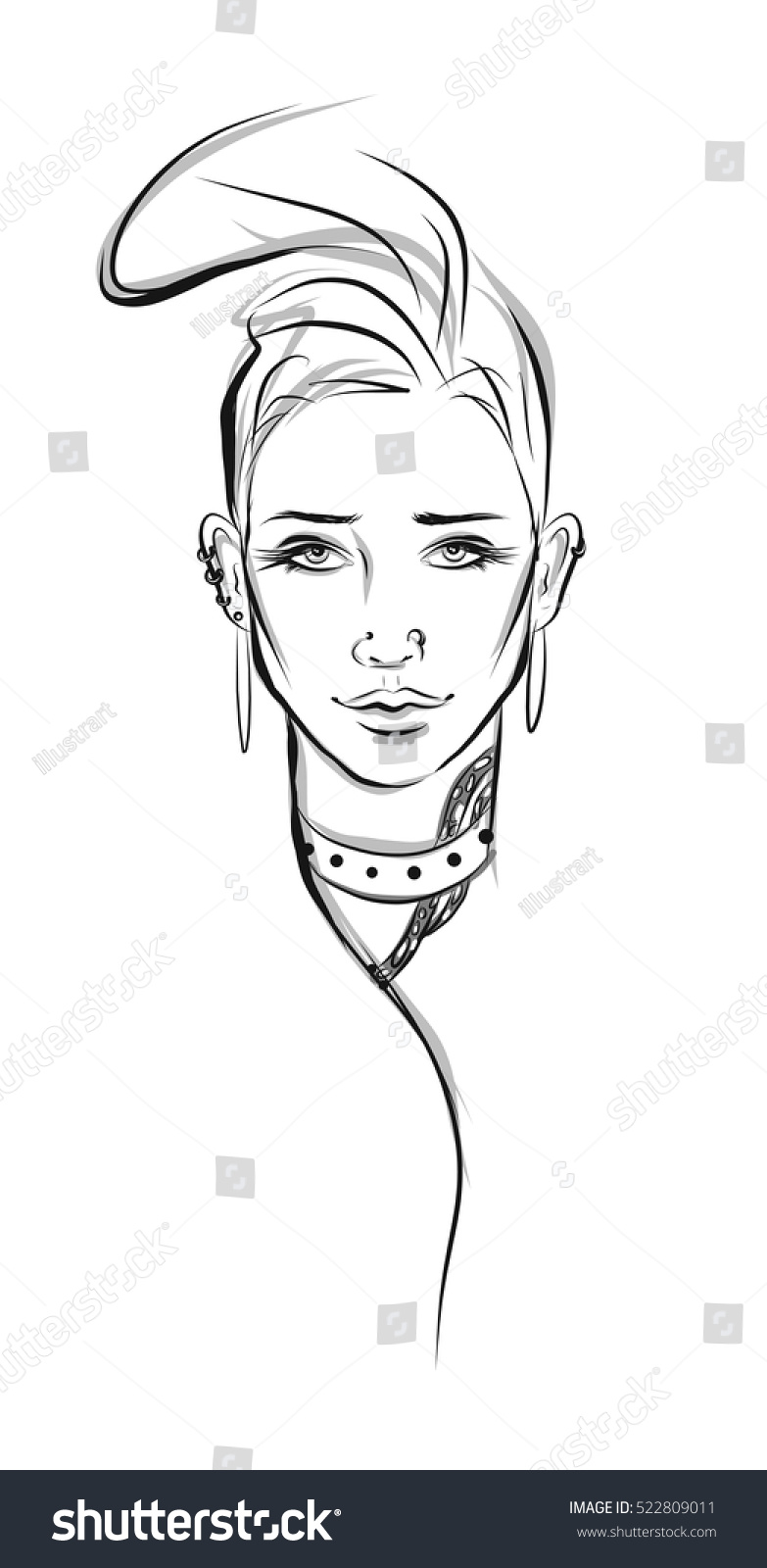 Beautiful Line Art Woman Illustration Stock Vector Royalty Free