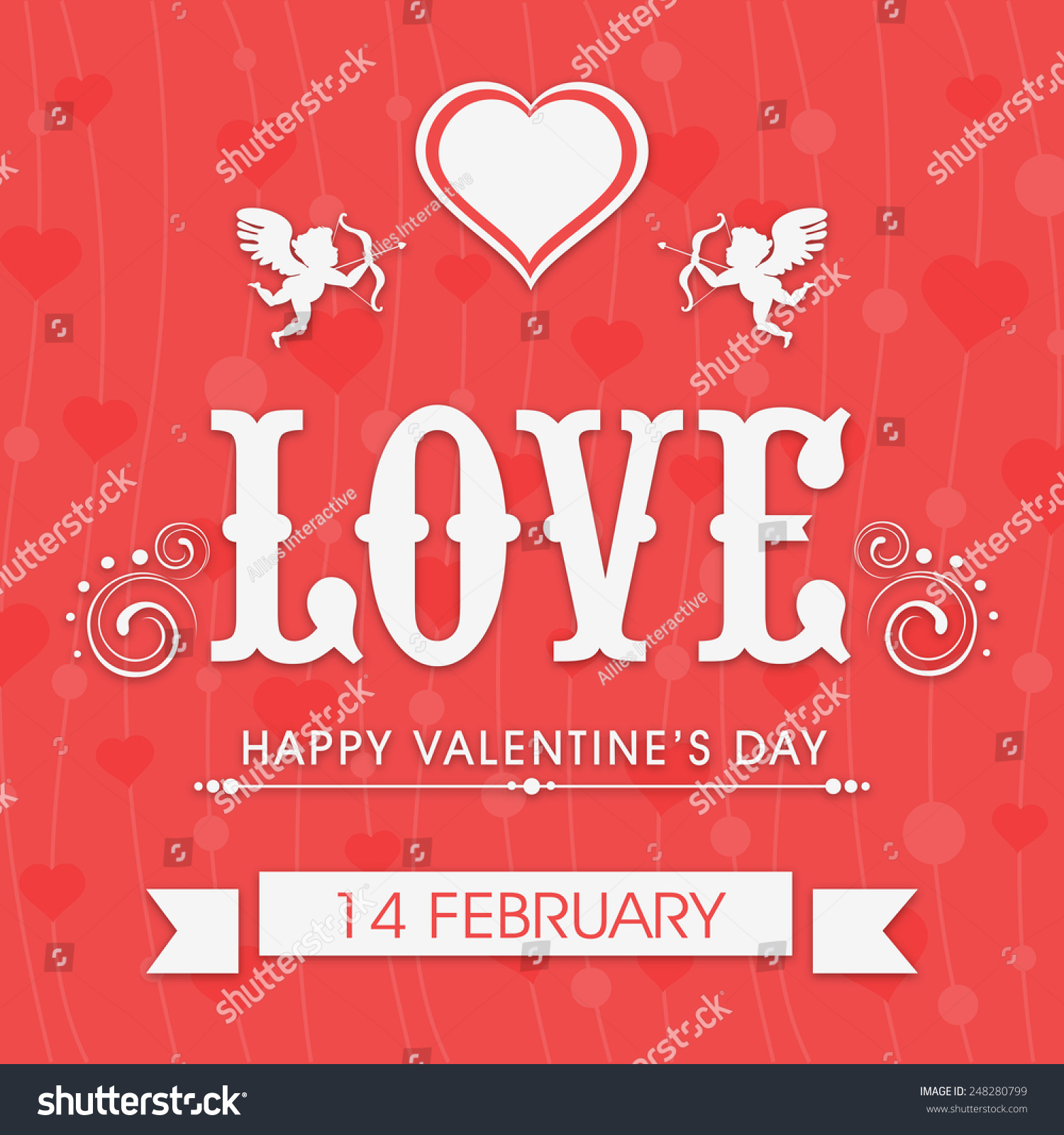 Beautiful Love Greeting Card Design For 14 February, Happy Valentine'S