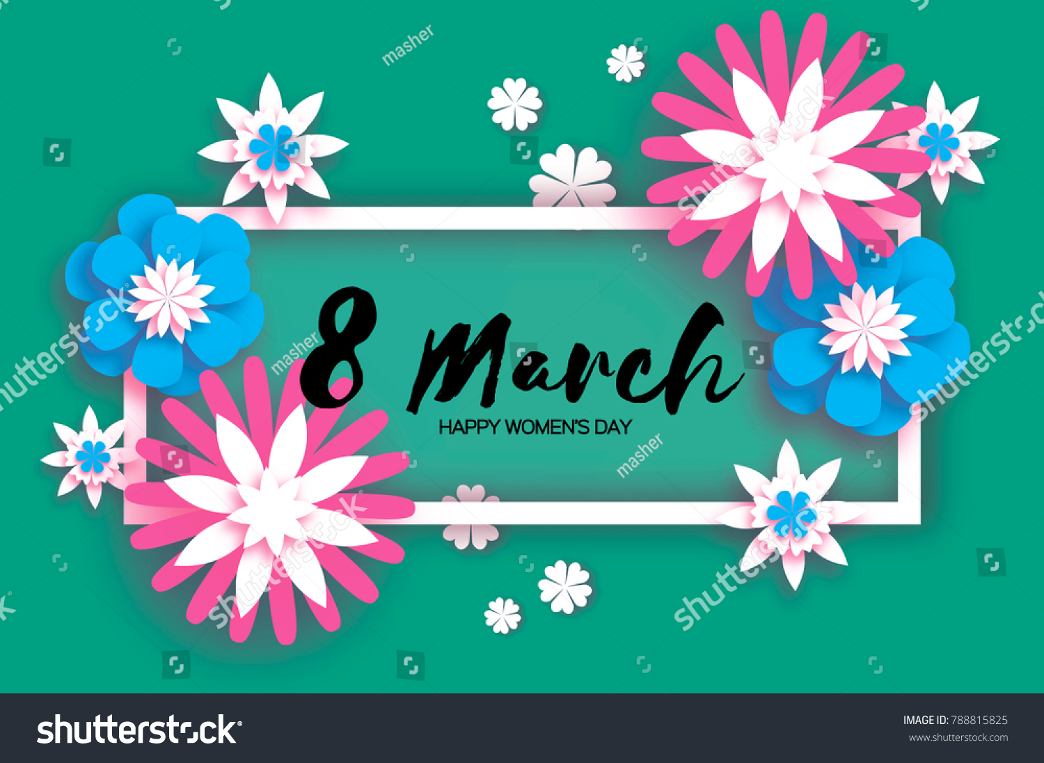 Beautiful 8 March Origami Happy Womens Stock Vector Royalty