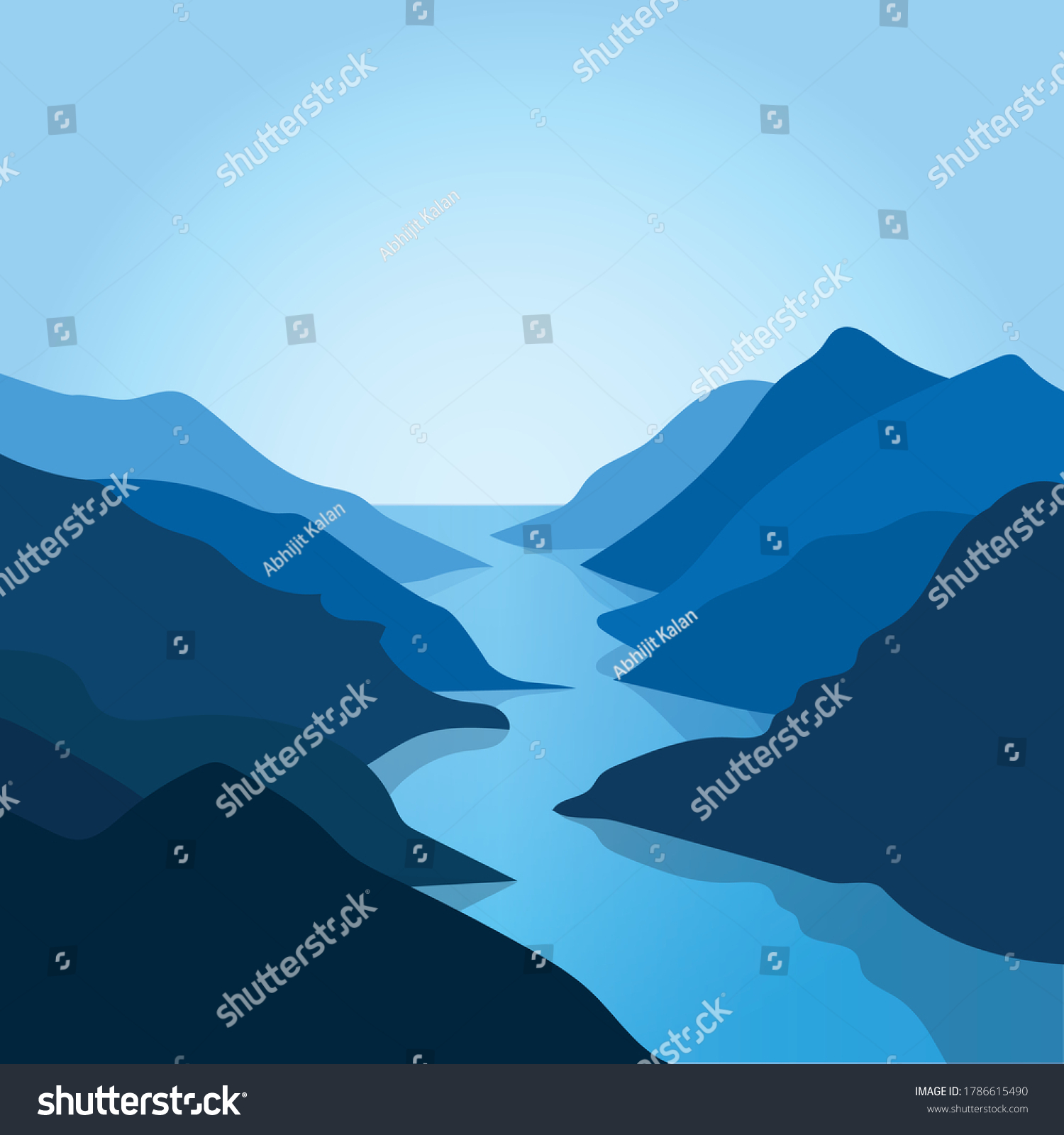 SVG of beautiful morning landscape of mountain and river svg