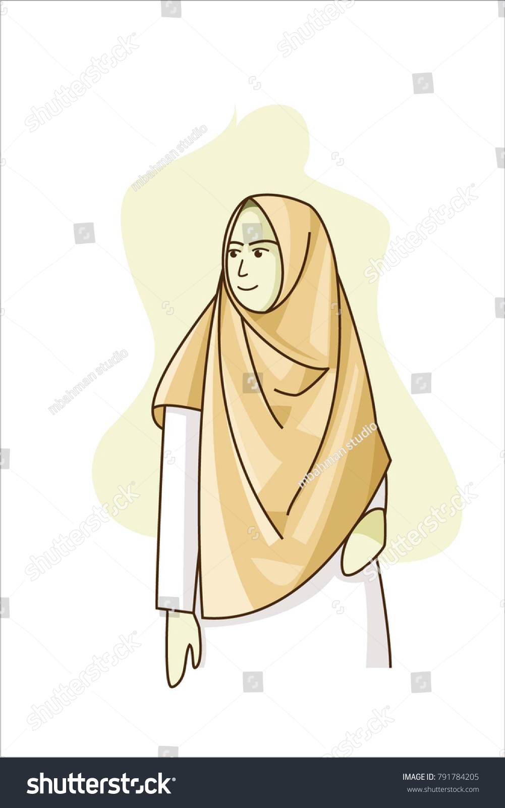 Beautiful Muslim Women Hijab Pastel Hijab Stock Vector Royalty Free