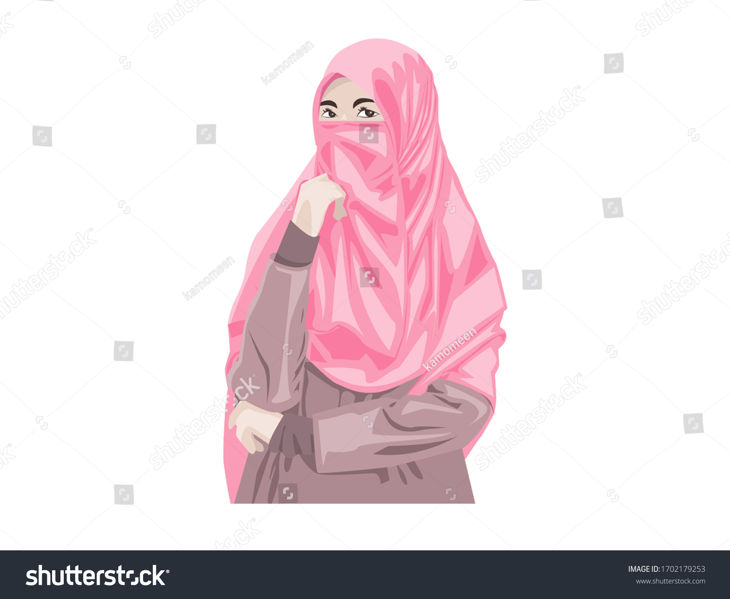 Beautiful Muslim Women Niqab Cartoon Islamic Stock Vector (Royalty Free ...