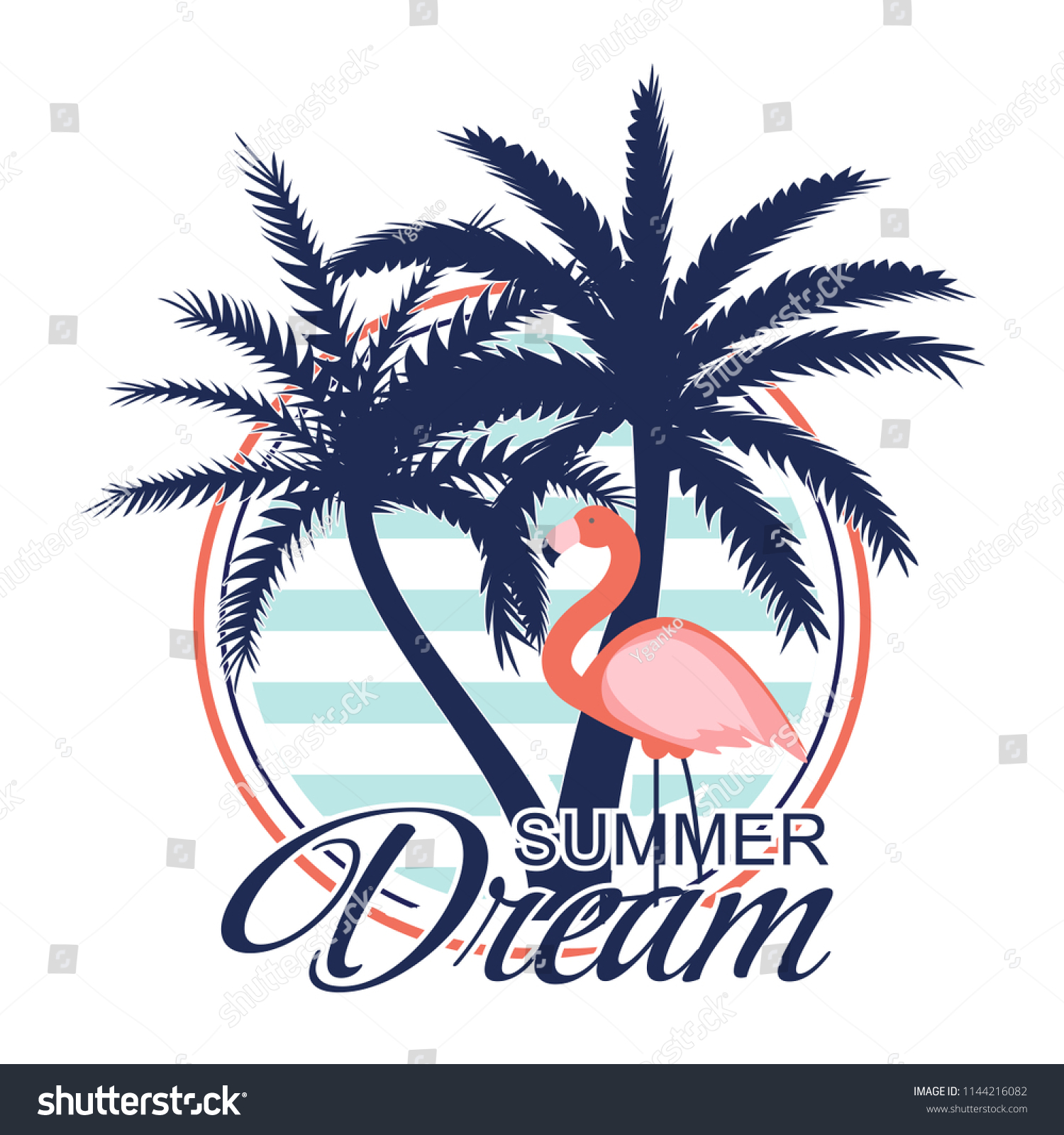 Beautiful Palm Tree Flamingo Icon Silhouette Stock Vector (Royalty Free ...