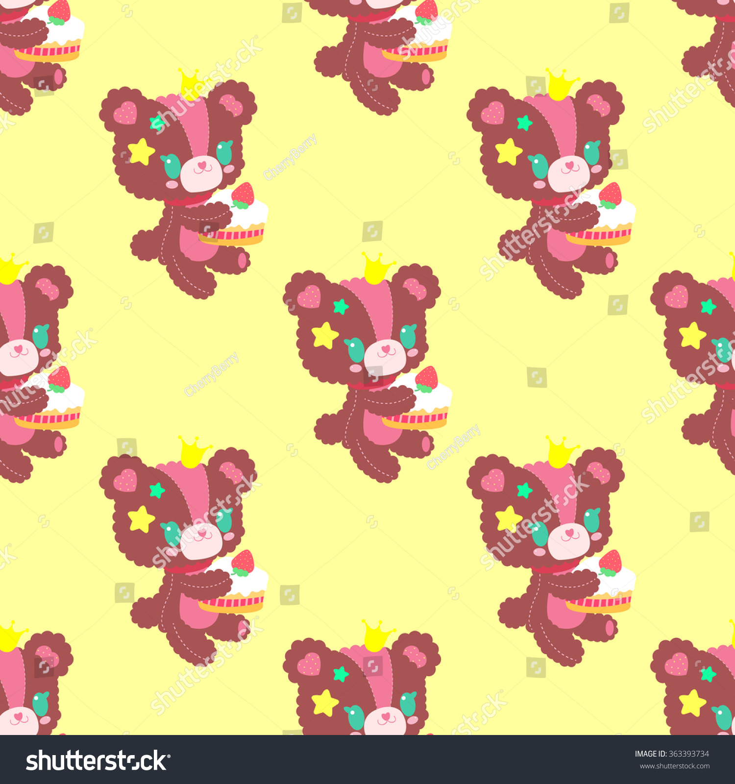 Beautiful Pattern Style Lolita Teddy Bears Stock Vector (Royalty Free ...