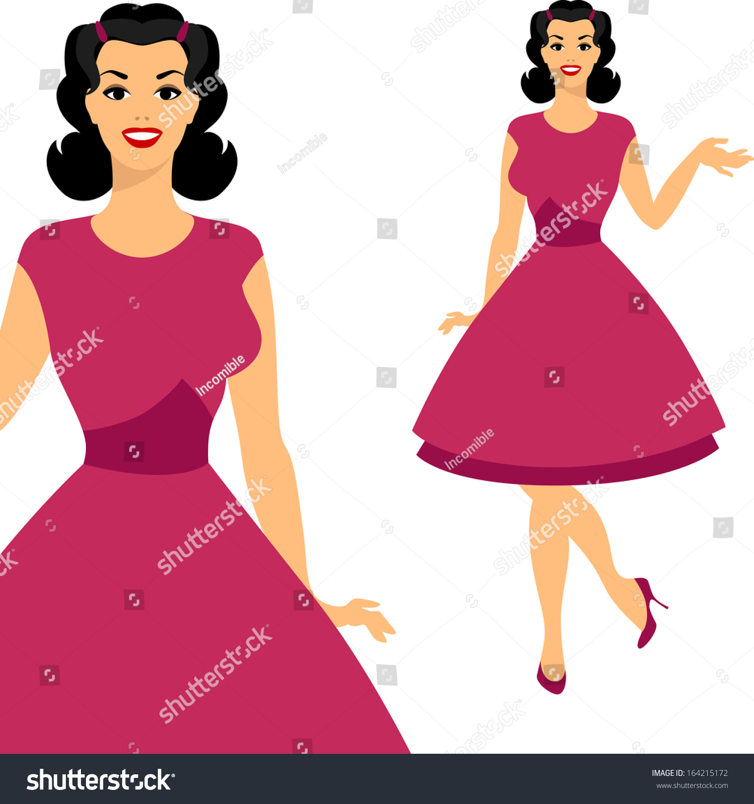 SVG of Beautiful pin up girl 1950s style. svg