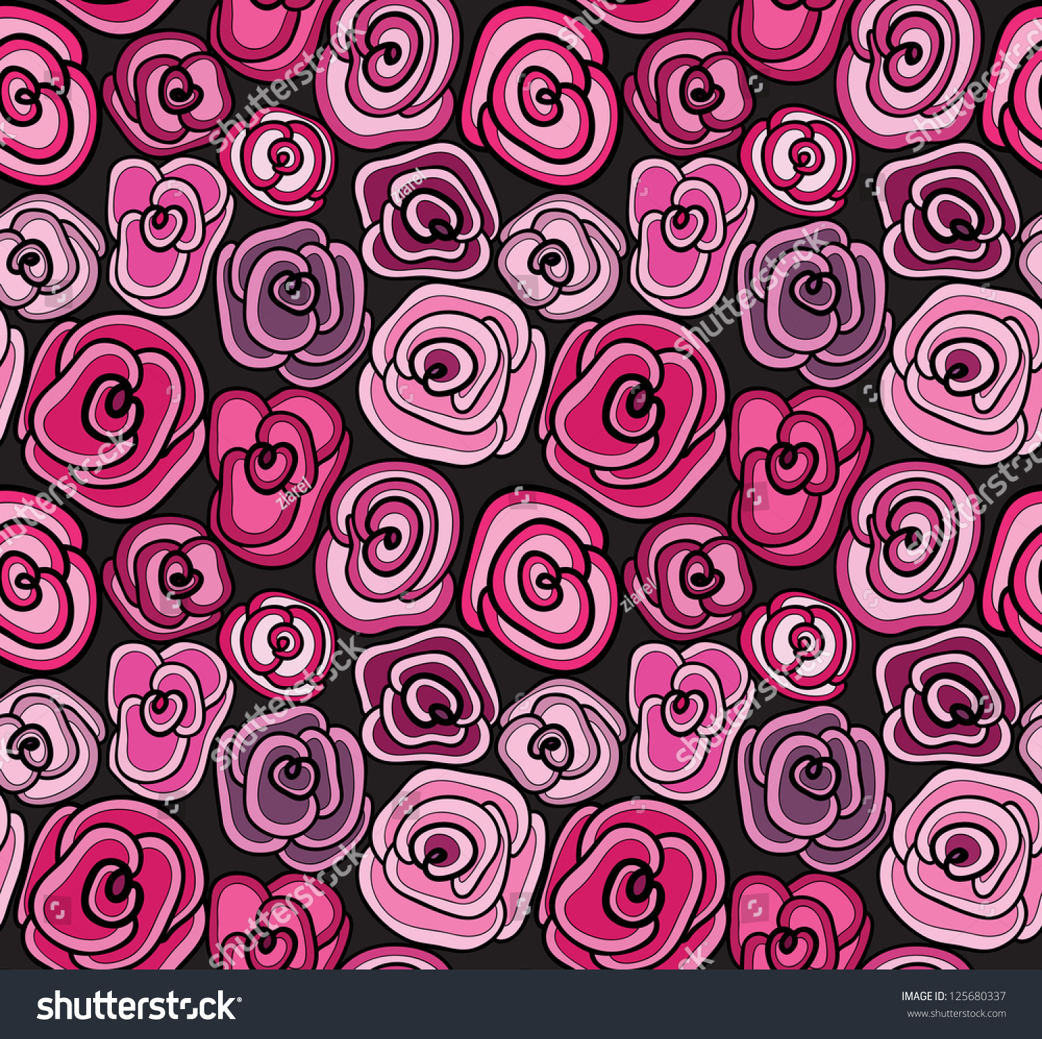 beautiful pink on black roses floral stock vector 125680337 beautiful pink on black roses floral stock vector 125680337
