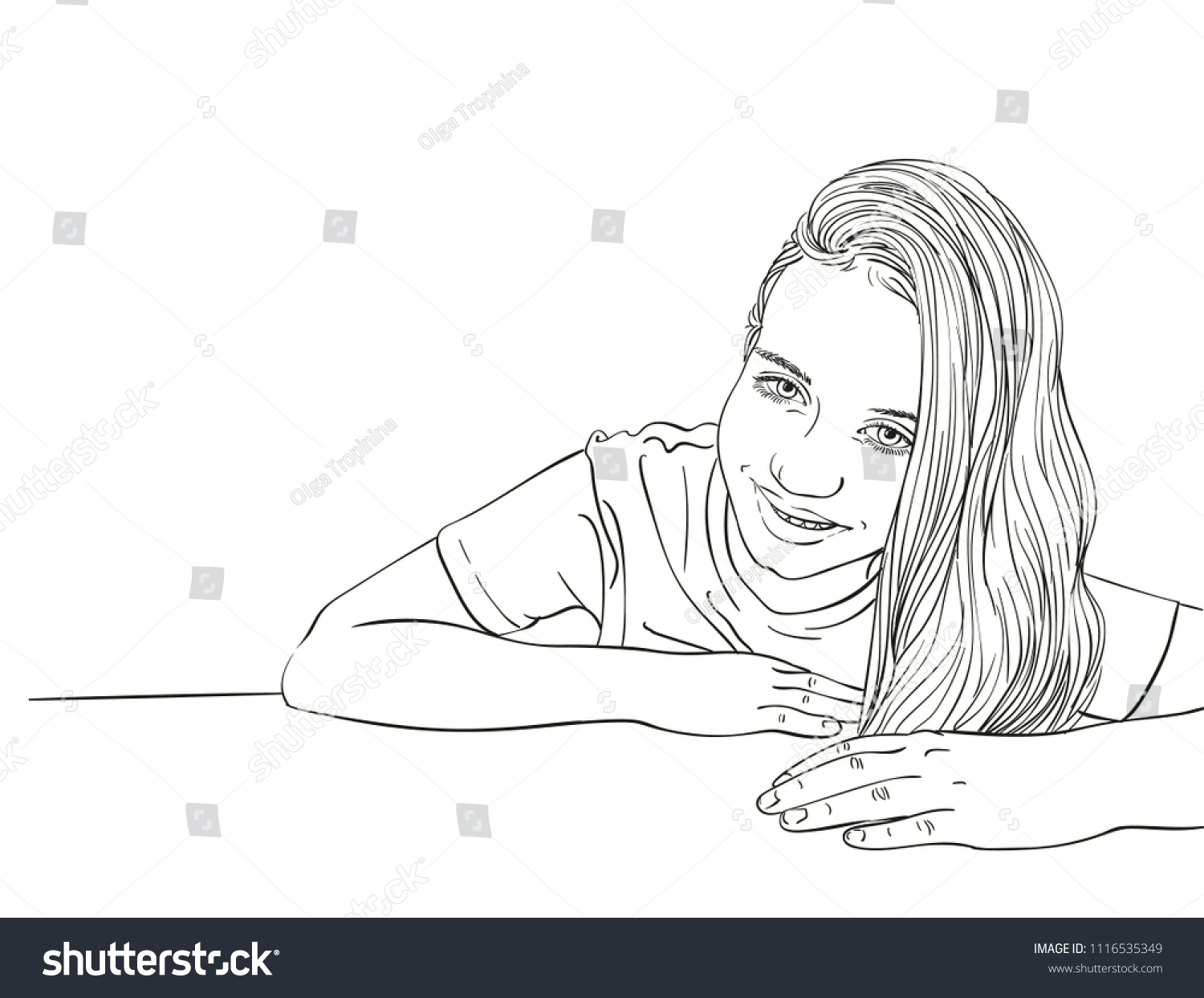 Beautiful Preteen Girl Portrait Long Hair Stock Image