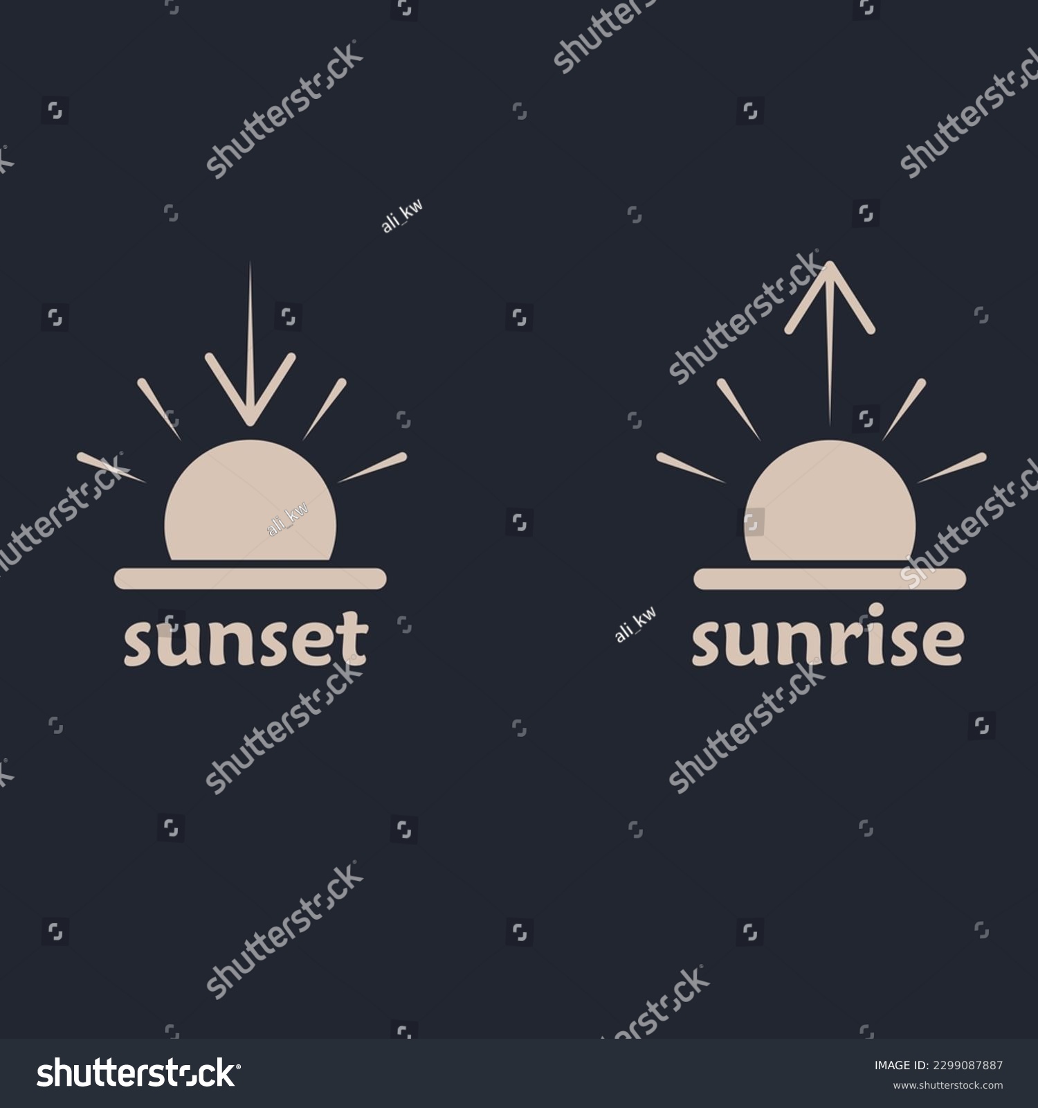 SVG of Beautiful professionally designed sunrise and sunset icon illustration on a dark background svg
