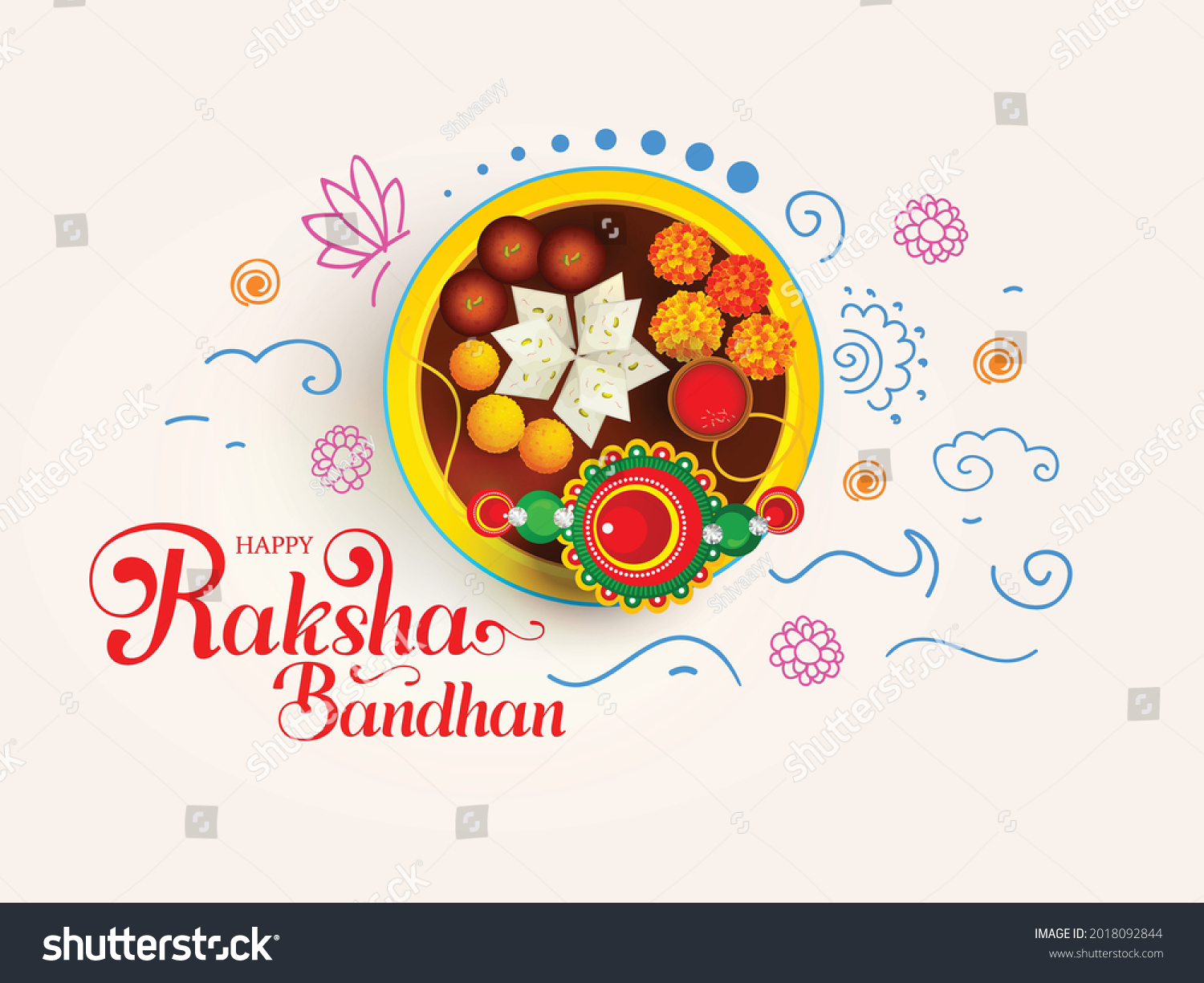 SVG of Beautiful Rakhi Traditional Background Design with Doodle Decoration for Raksha Bandhan Festival. svg