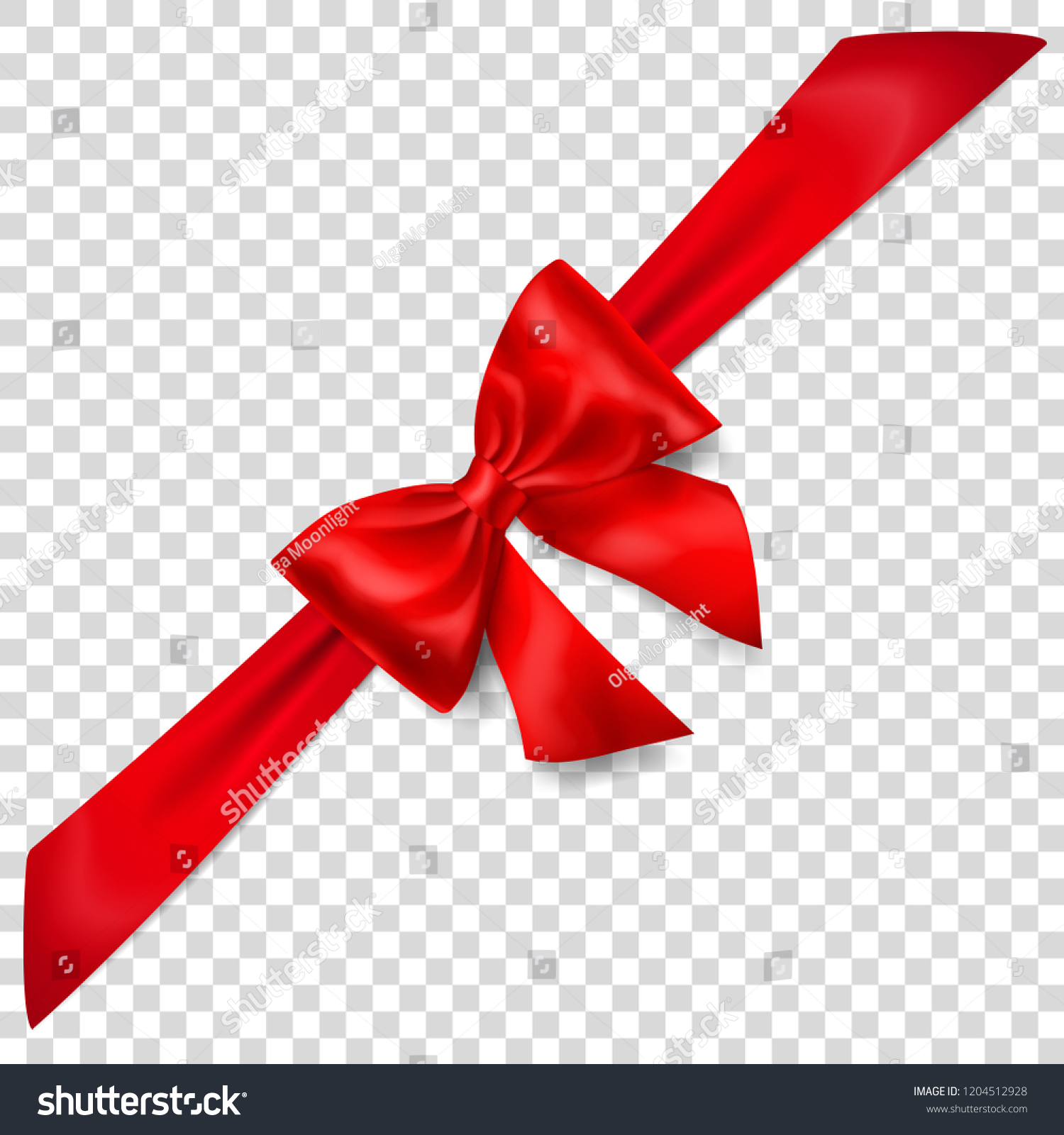 Beautiful Red Bow Diagonally Ribbon Shadow Stock Vector Royalty Free