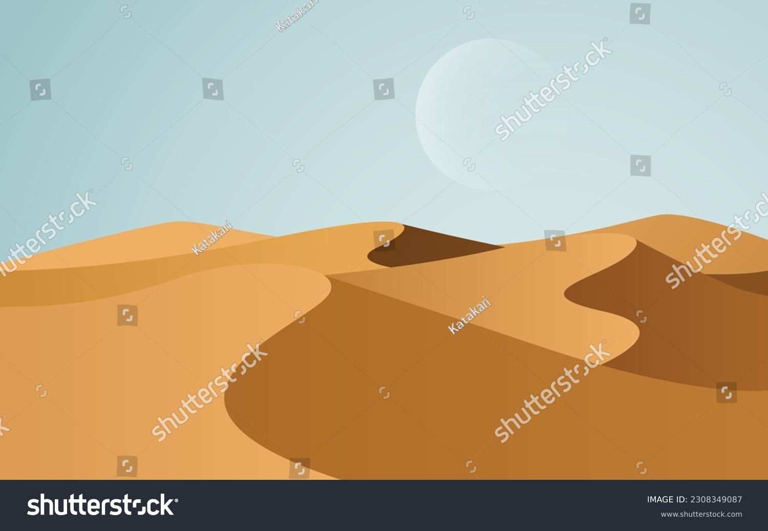 SVG of Beautiful sand dunes. desert landscape with moon vector illustration svg